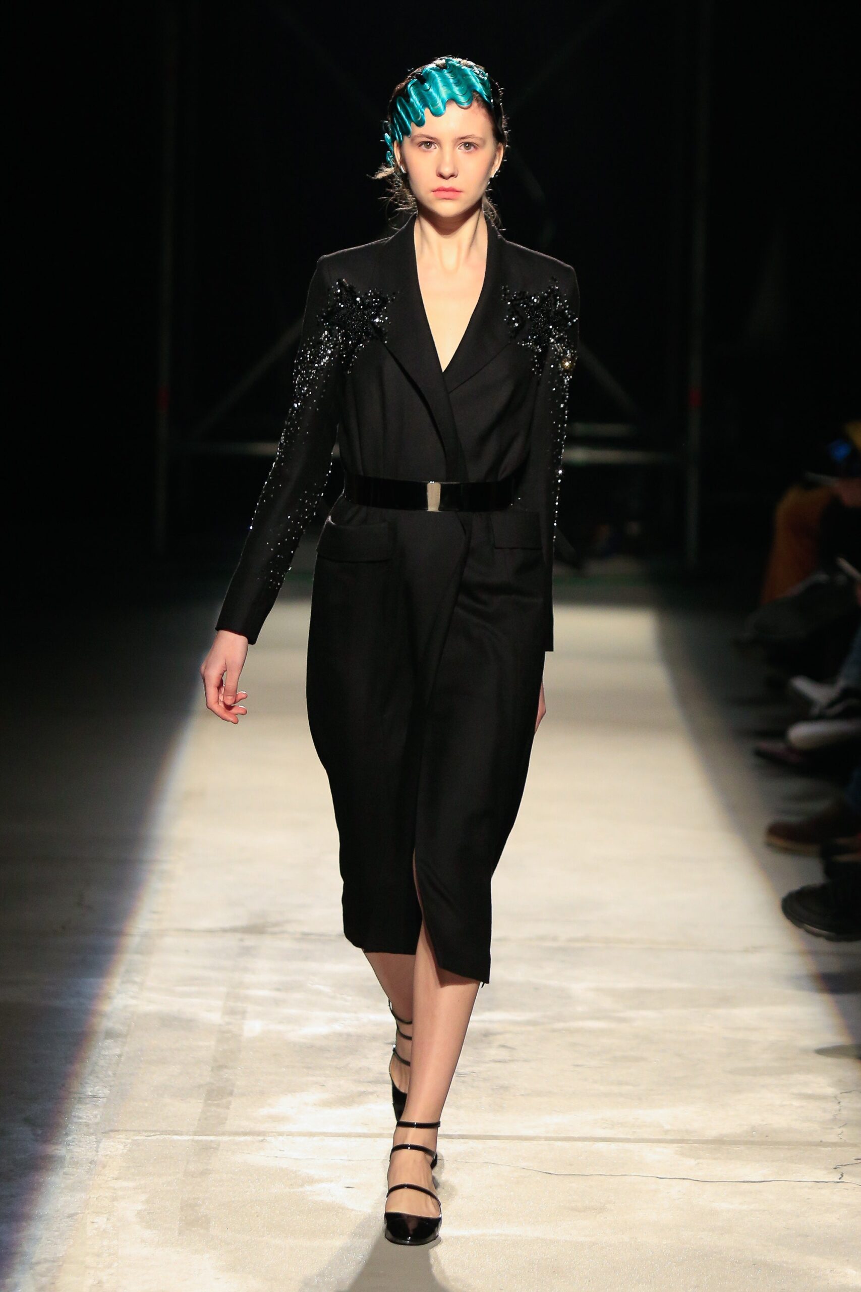 black silk fitted dress