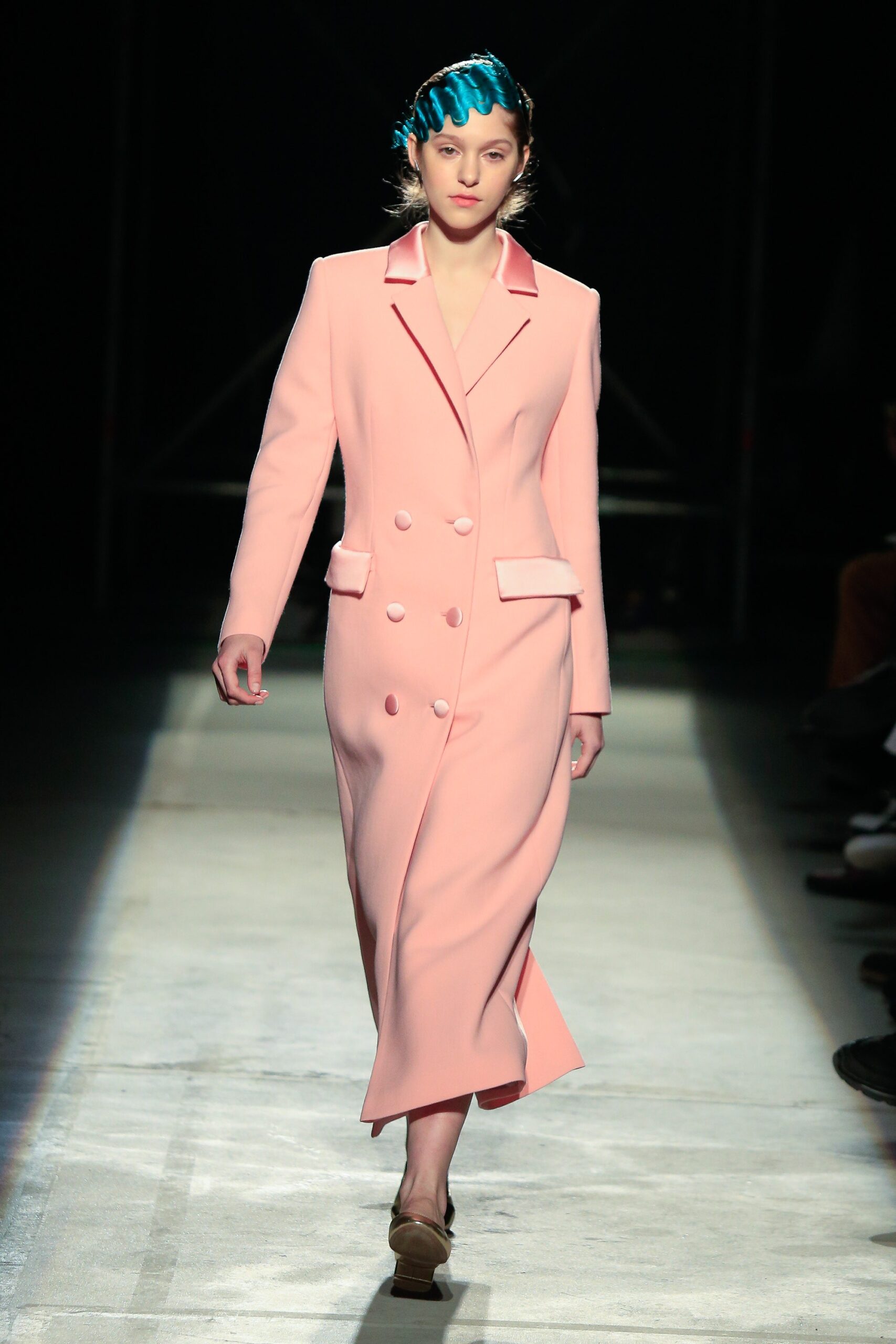 fitted pink wool coat