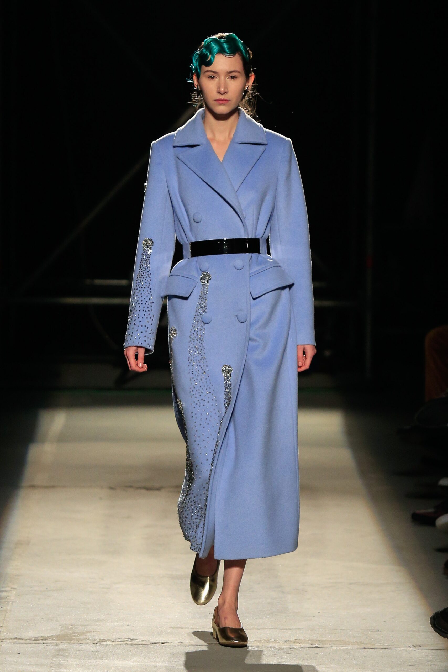 blue tailored wool coat