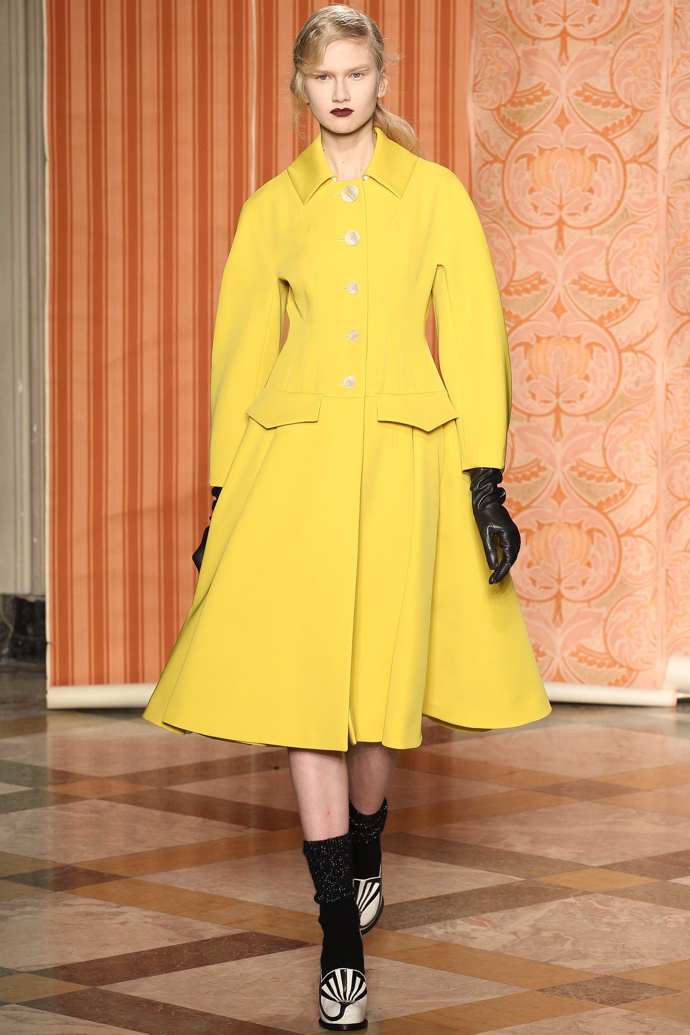 yellow fitted midi dress