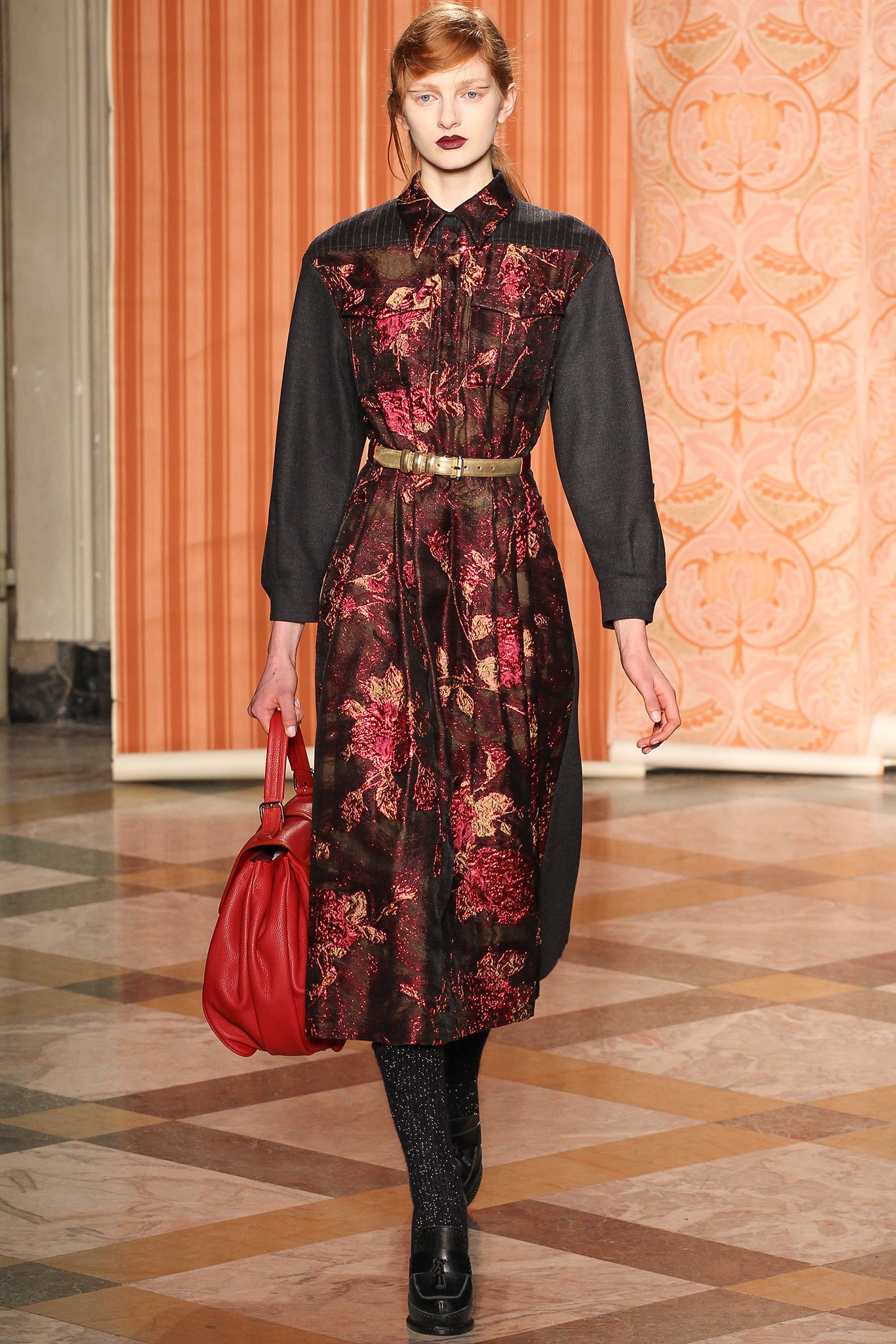 black and red floral midi dress