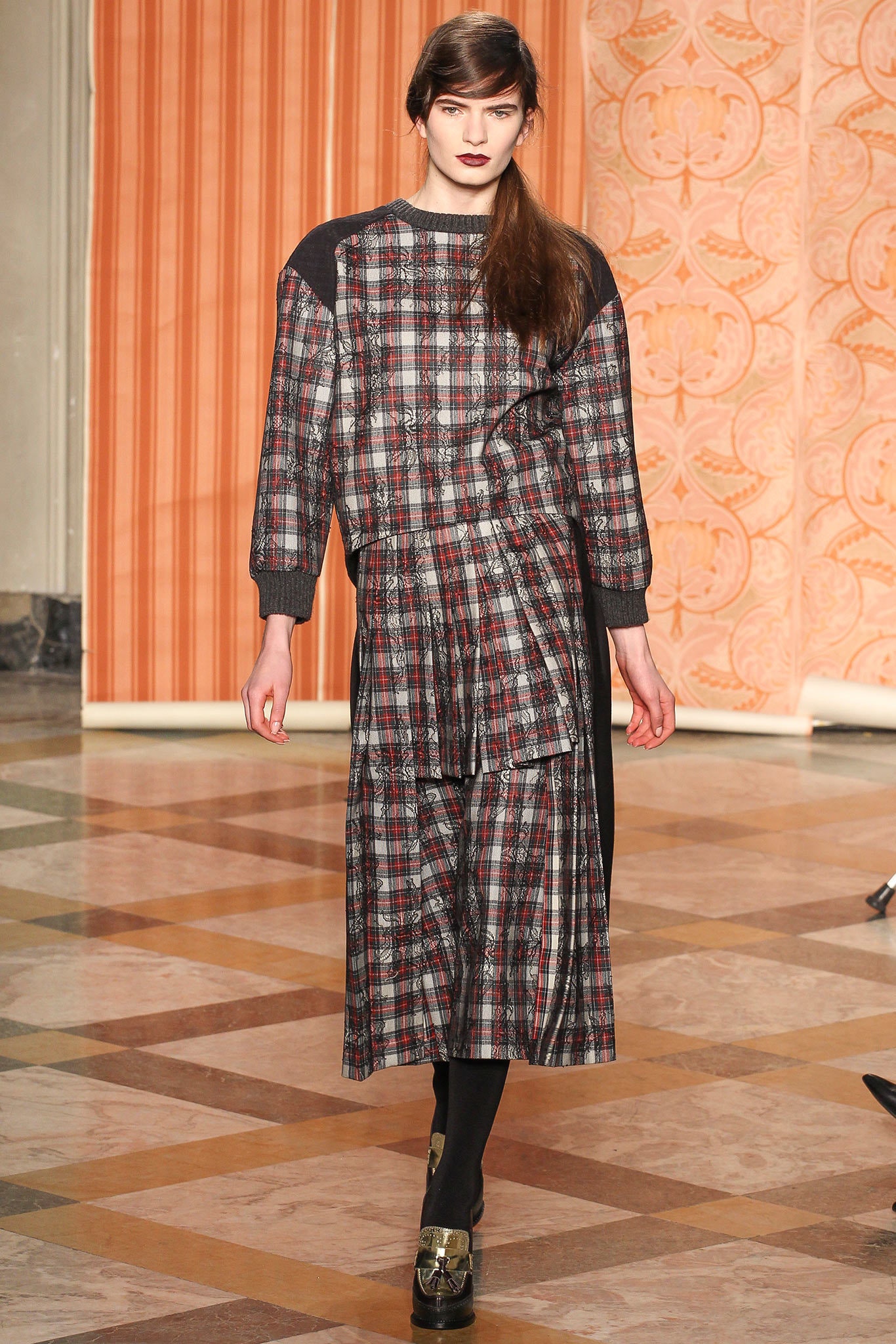relaxed checked midi dress