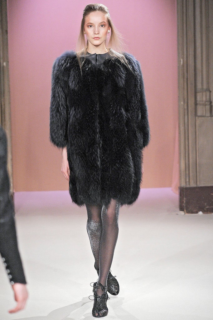 black fur relaxed coat