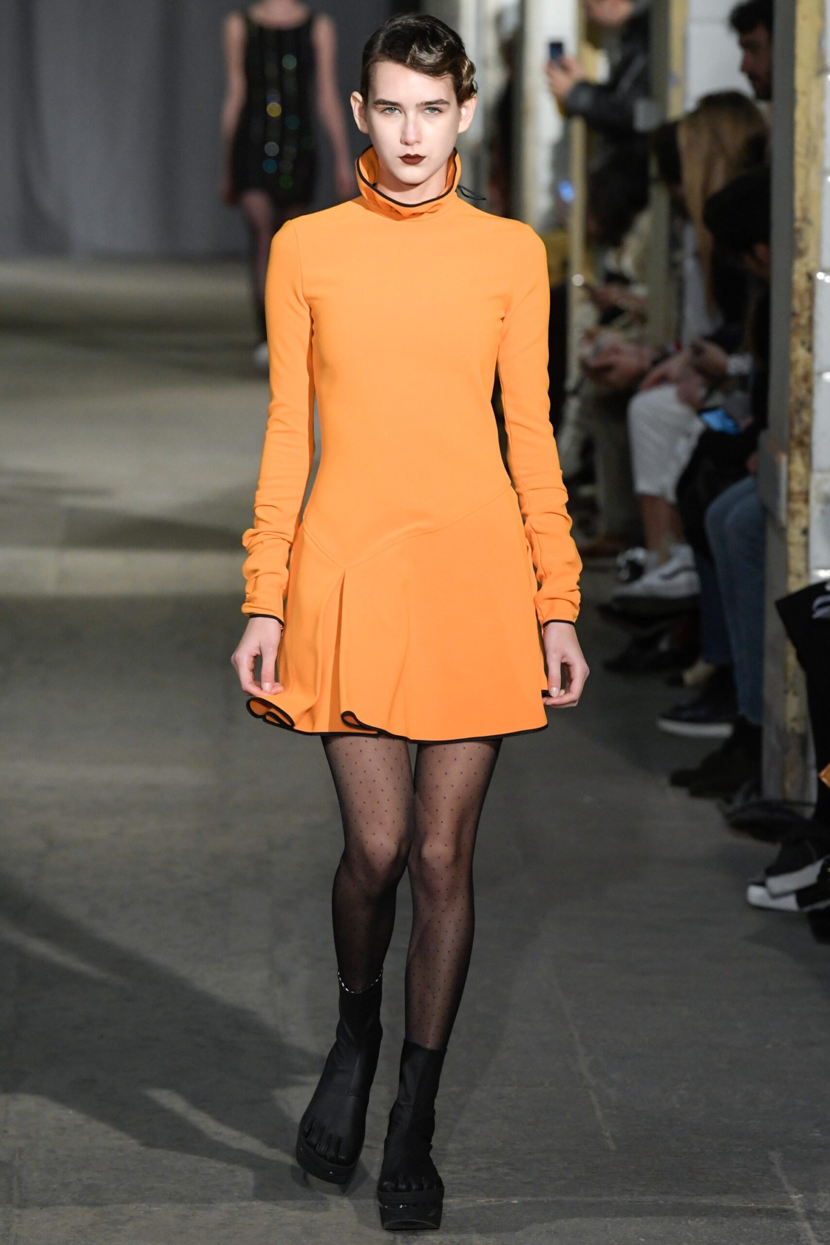 fitted orange mini dress