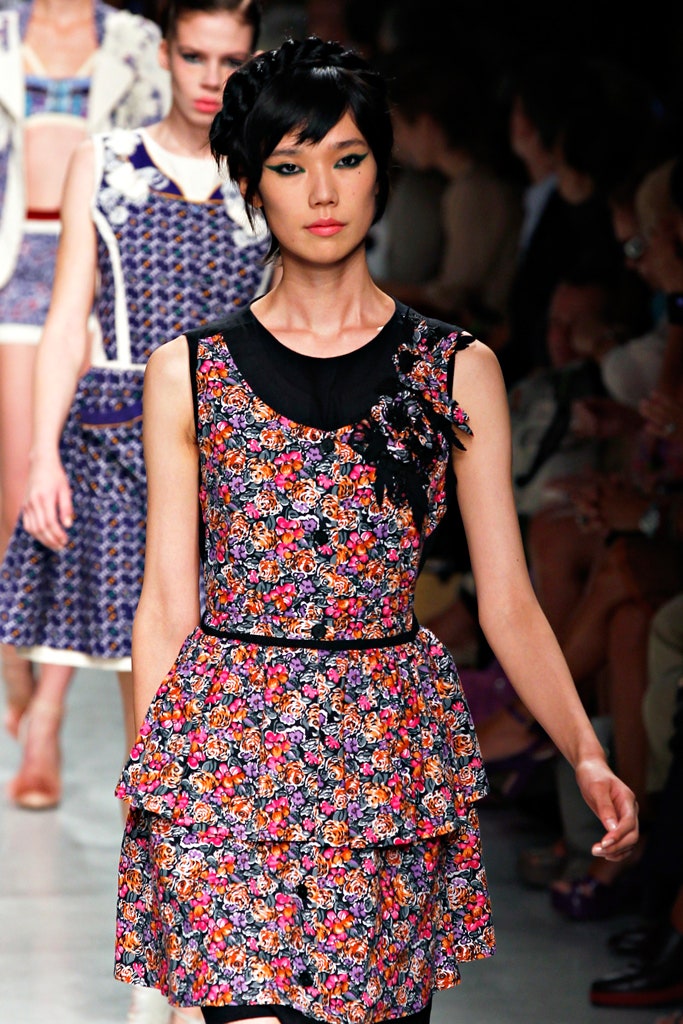 multi-colored flared dress