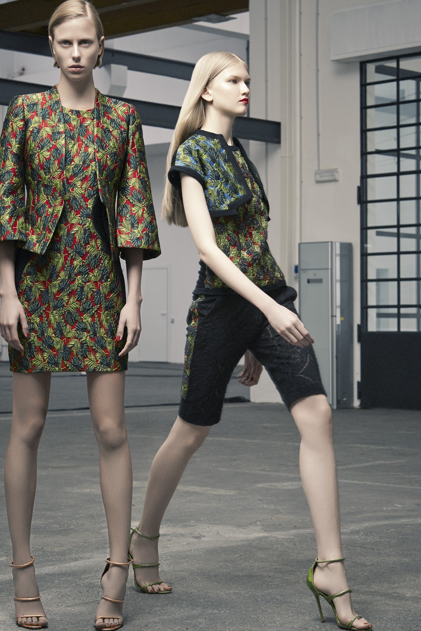 multi silk long-sleeve structured printed jacket