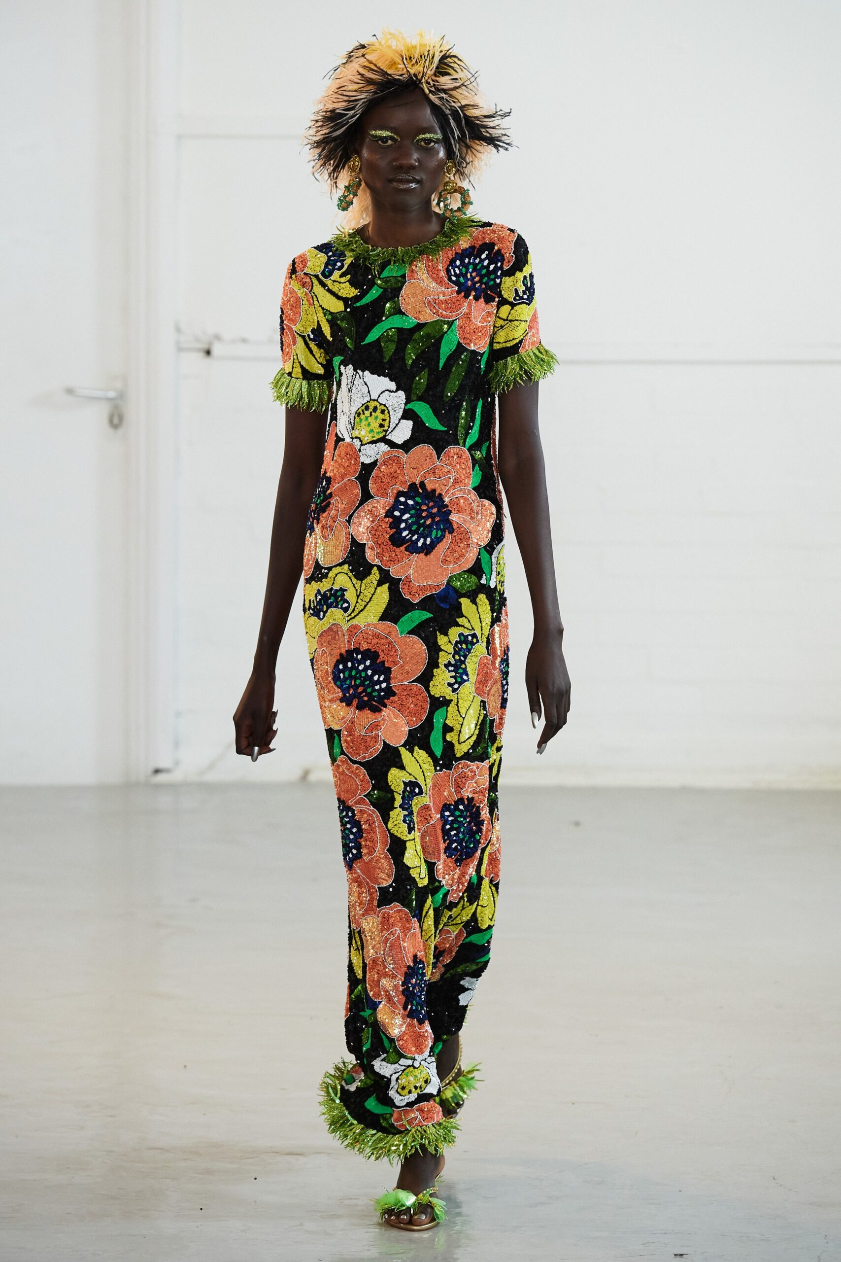 floral sequin maxi dress
