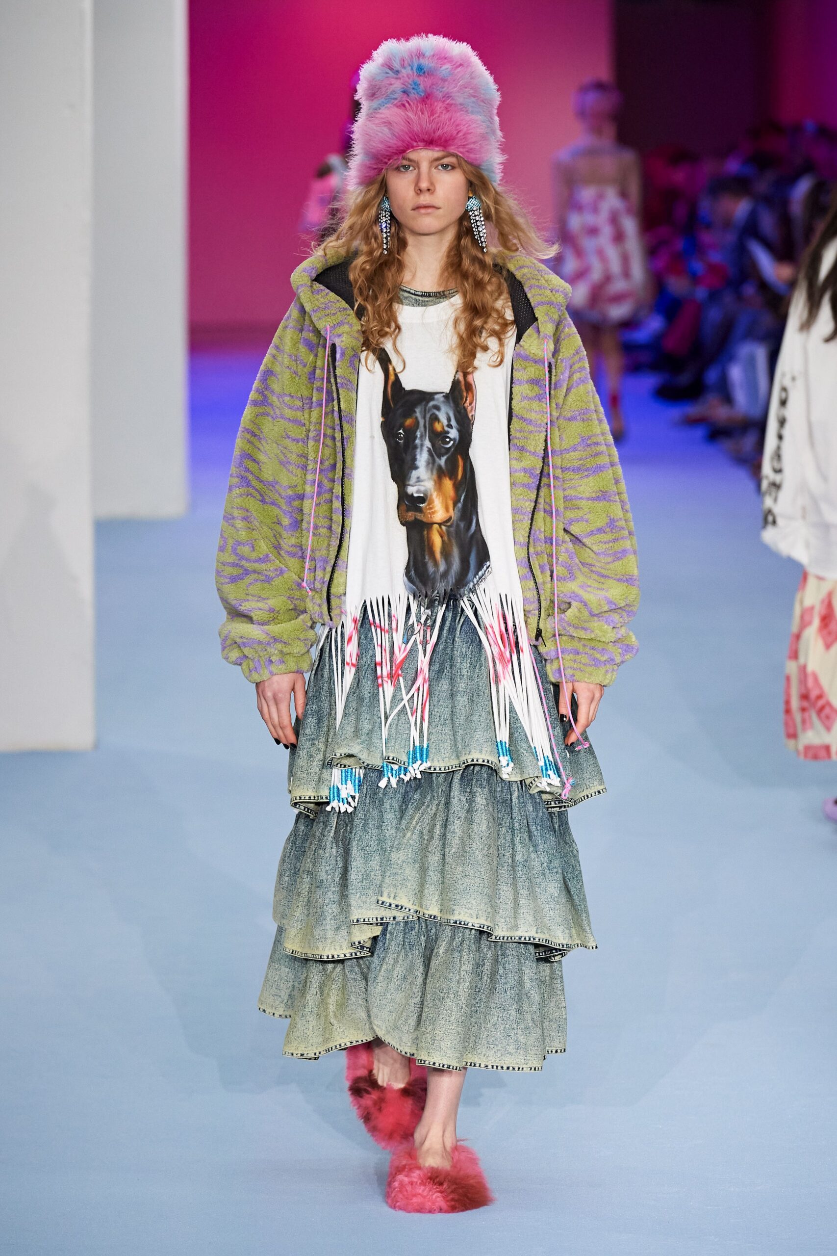 oversized purple hoodie with tiered dress