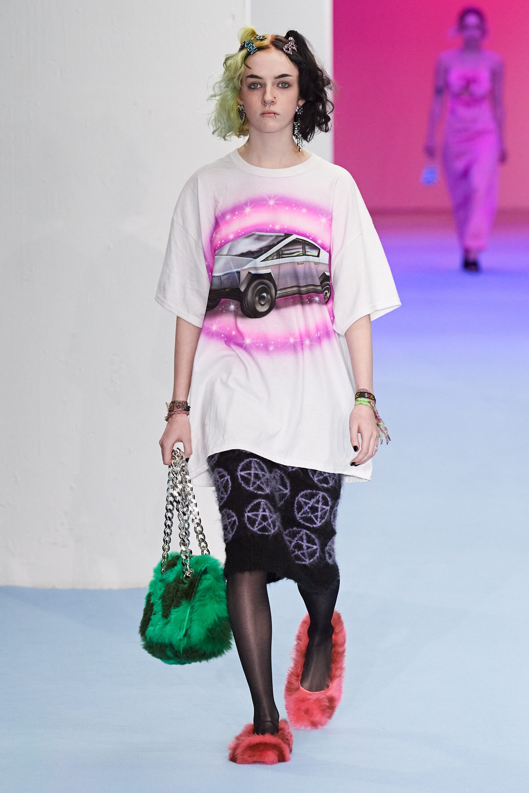 green fringed bag