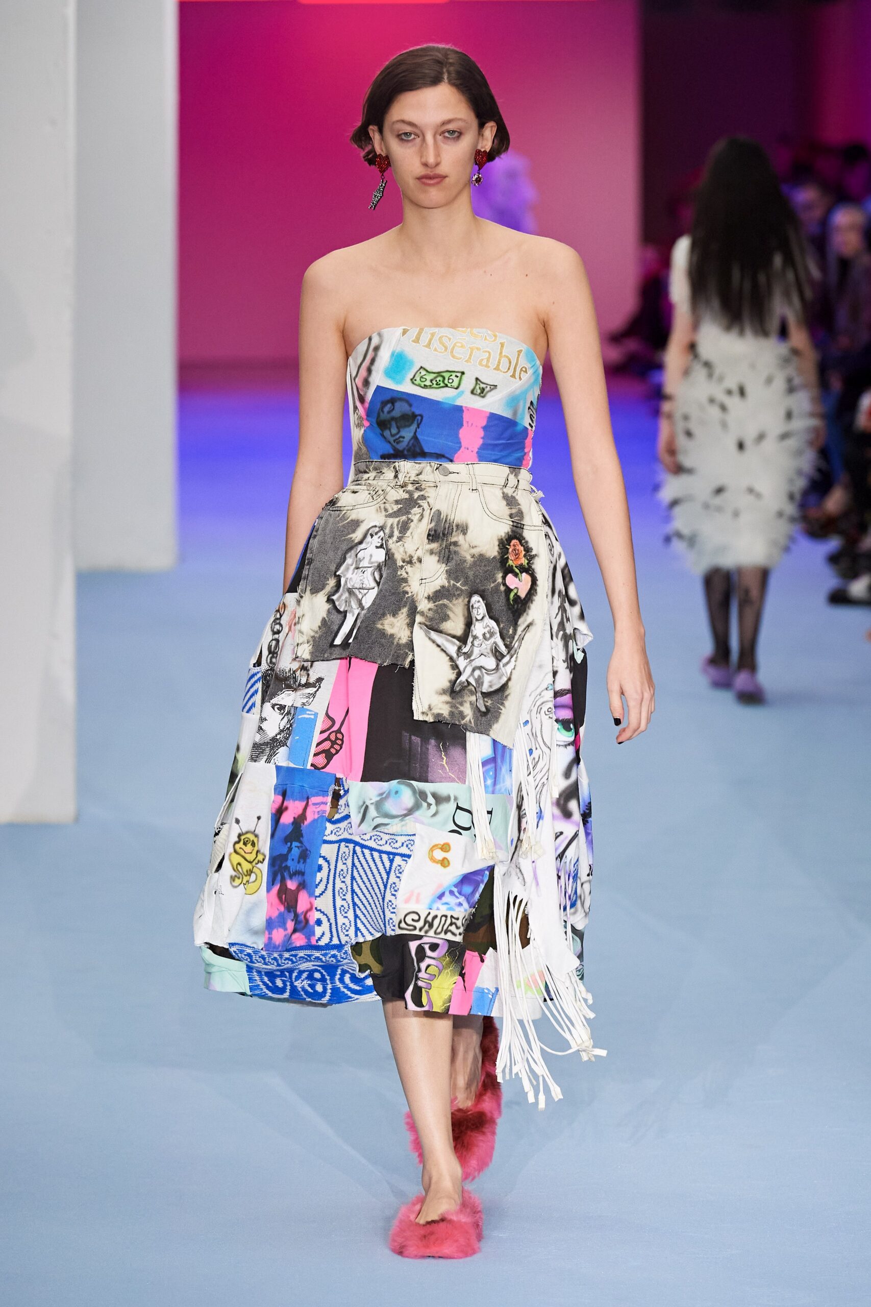 multi-colored strapless dress