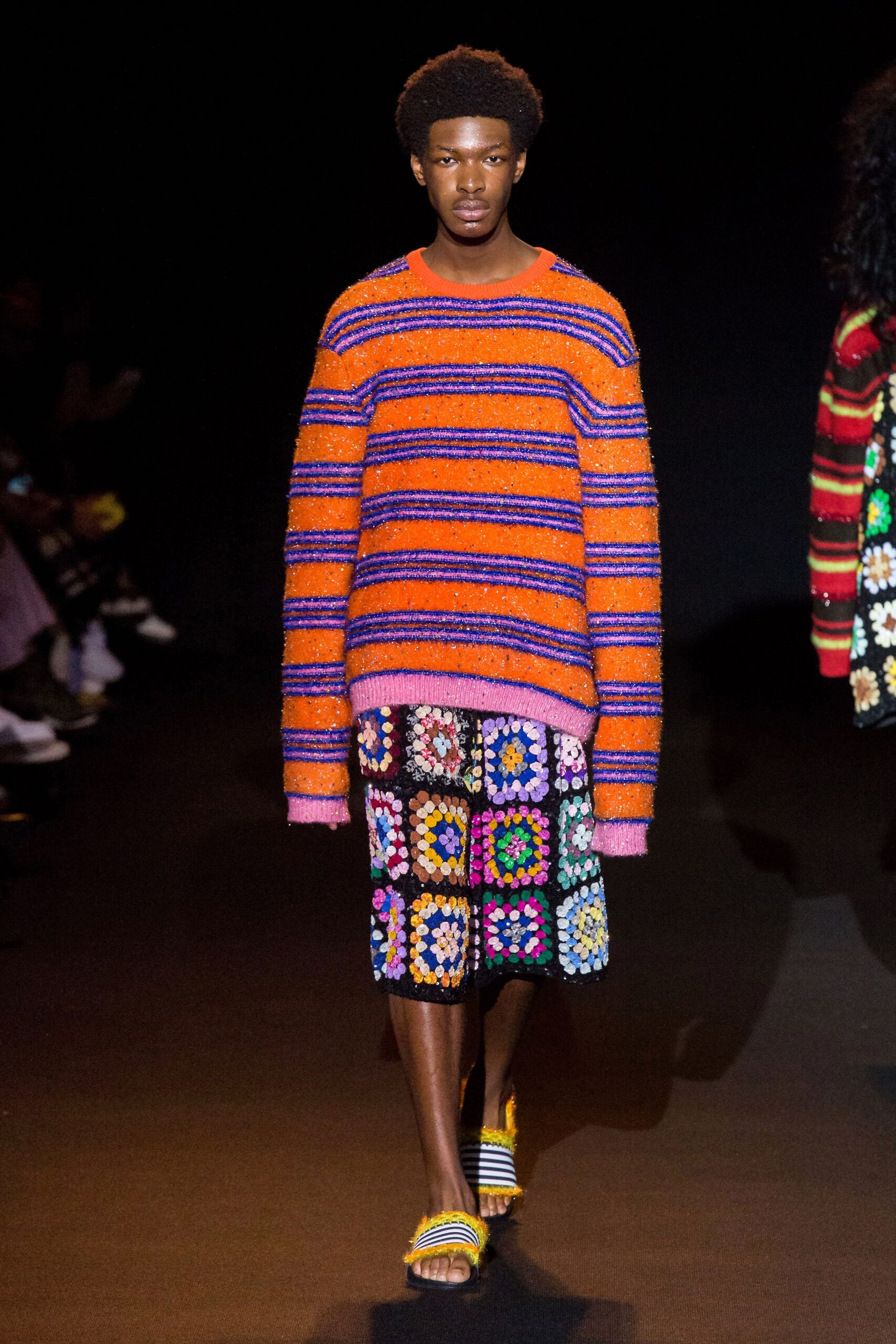 oversized striped sweater with multi shorts