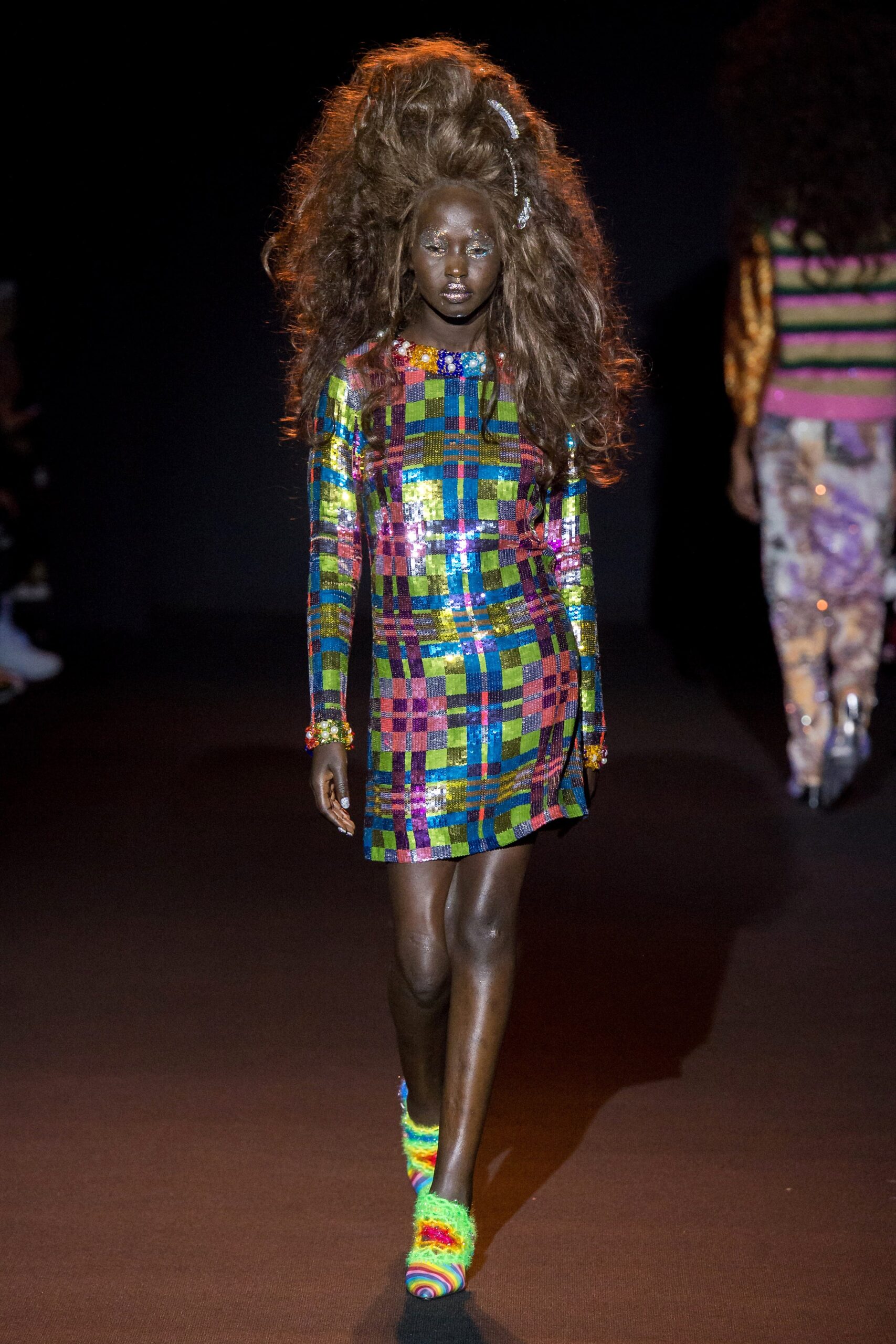 multi-colored sequin mini dress