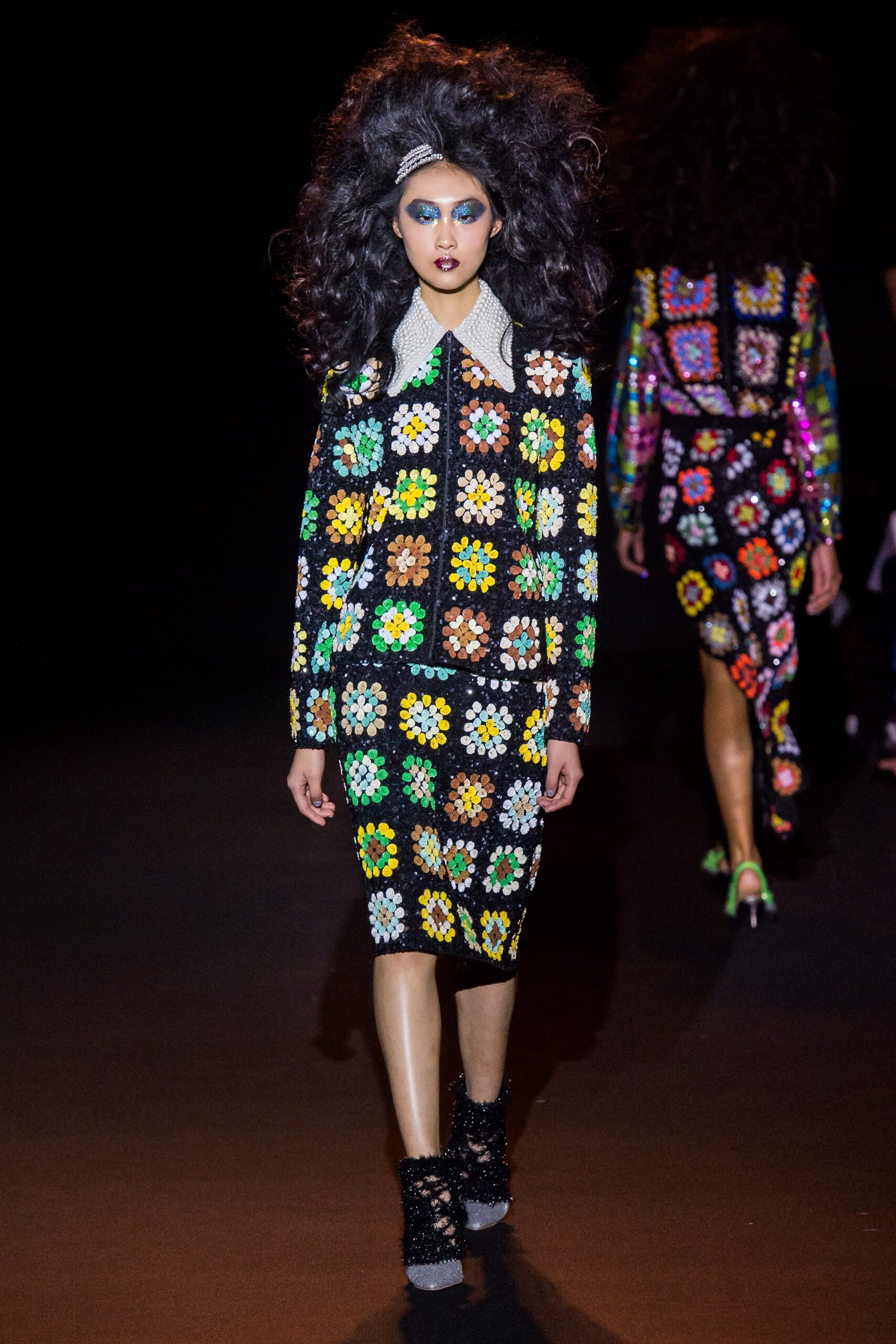 black and multi embroidered dress