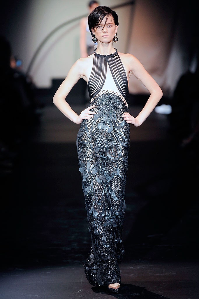 black silk fitted gown