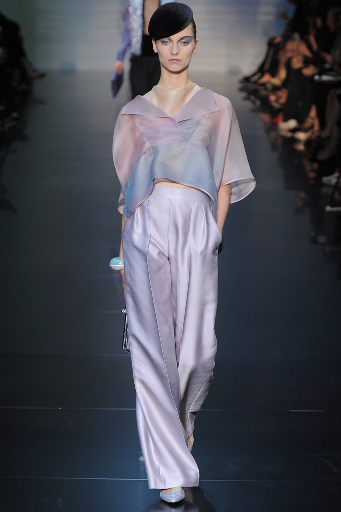 lavender silk tailored wide-leg flowing pants