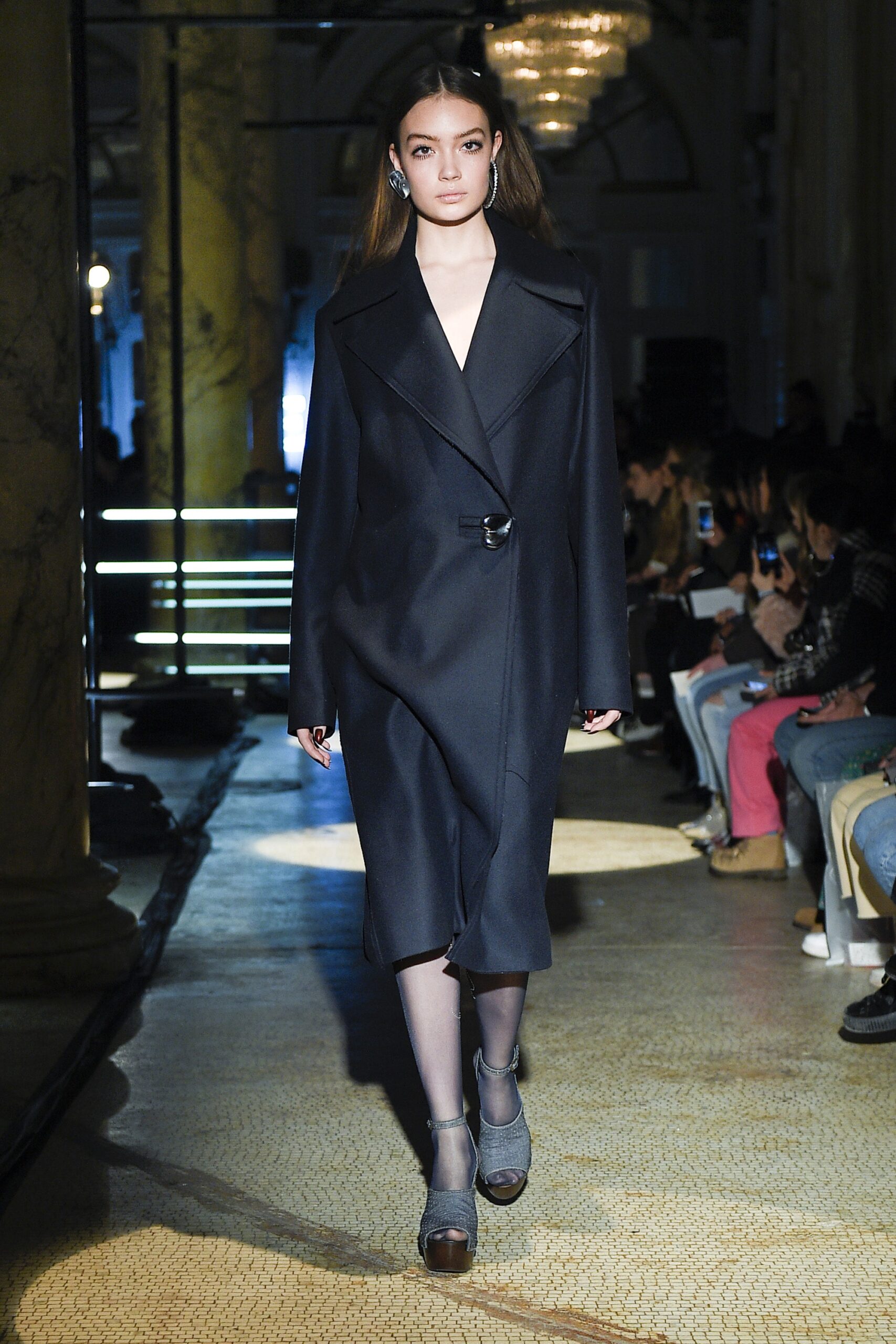 black wool belted midi coat