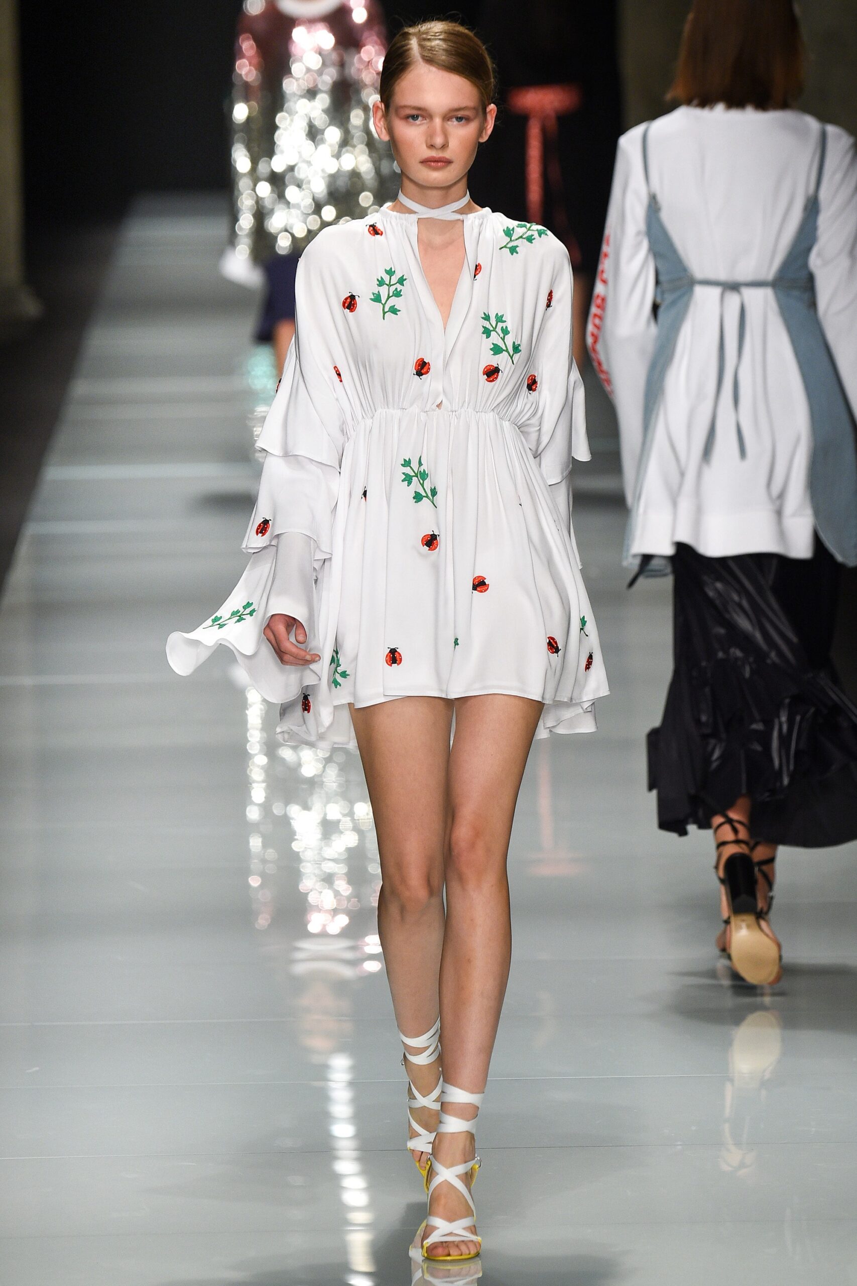 white embroidered mini dress
