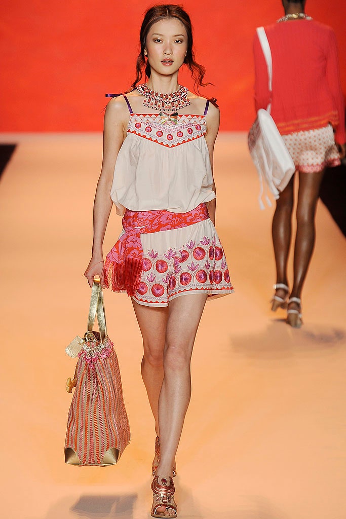 embroidered white pink top and skirt
