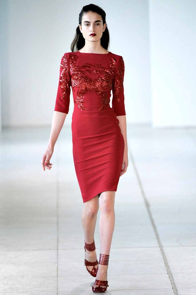 red sequined midi dress