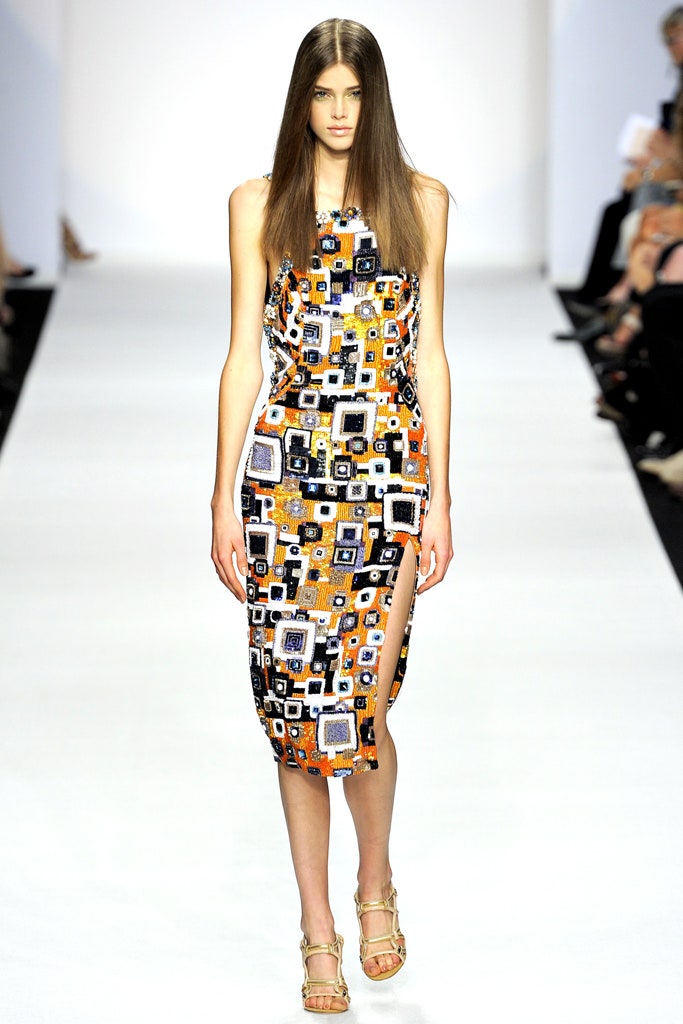 fitted printed midi dress