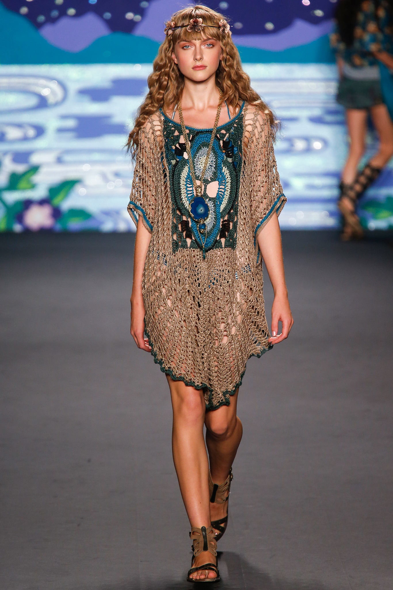 beige embroidered mini dress