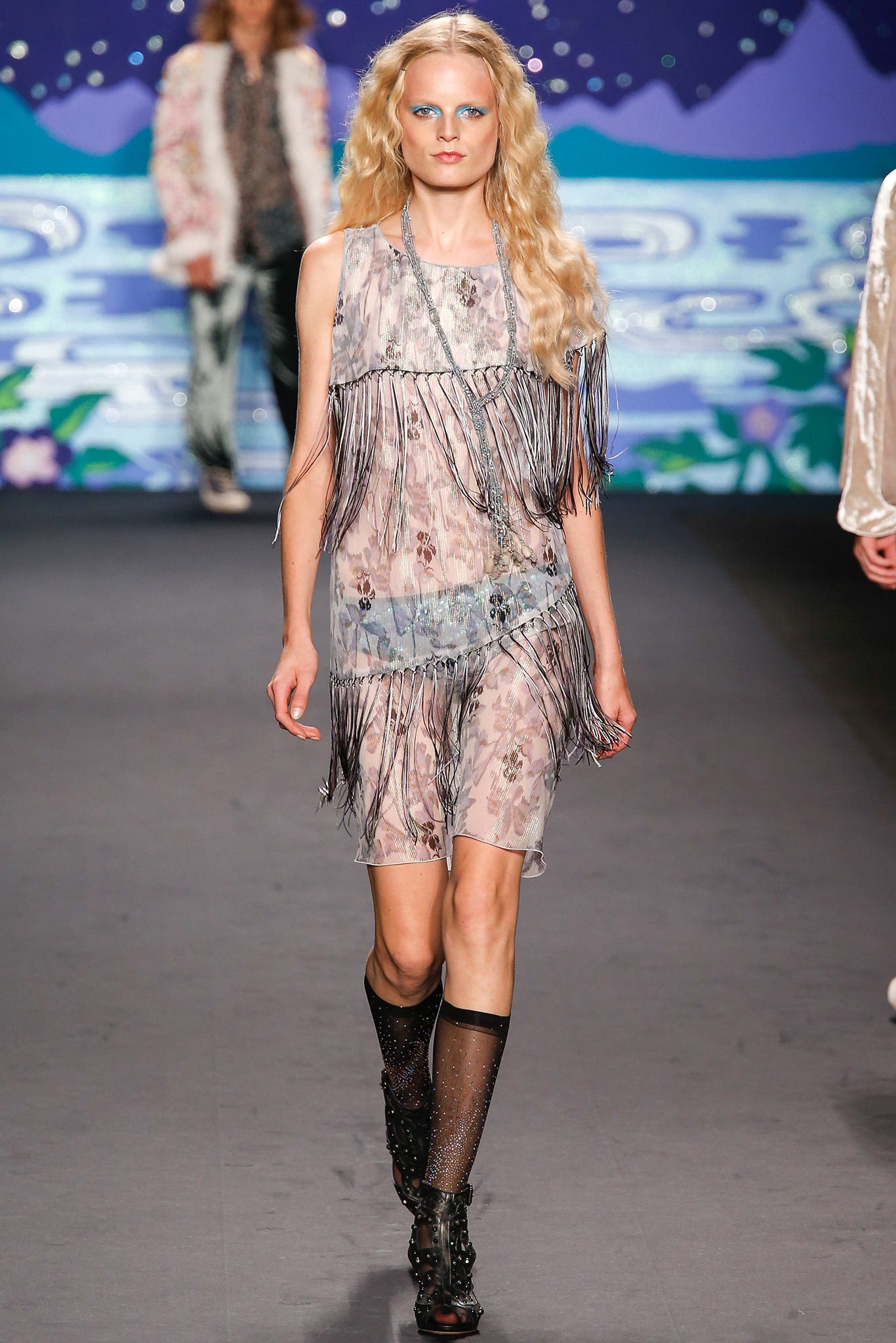 multi-colored sheer fringed dress
