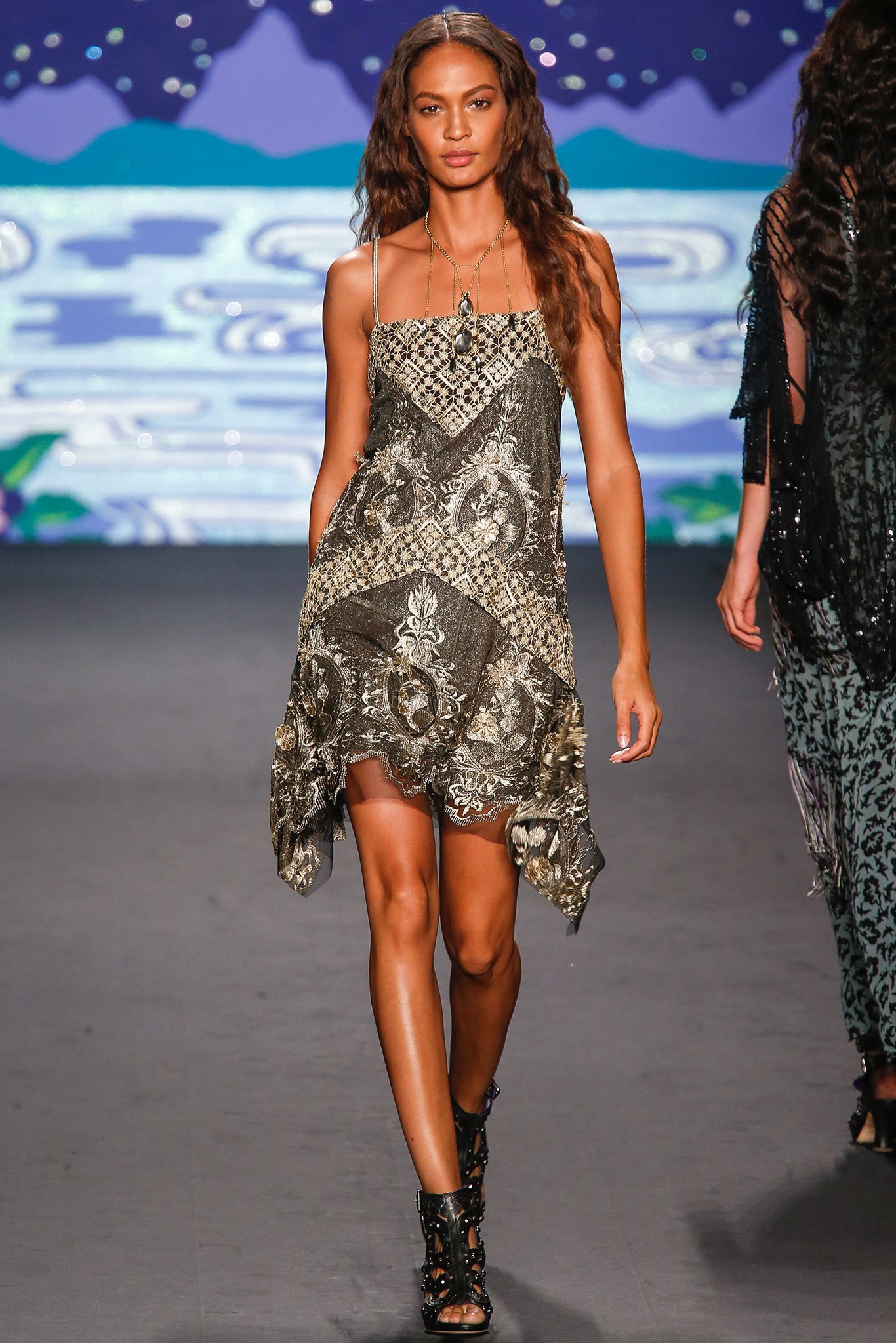 gold silk sleeveless dress