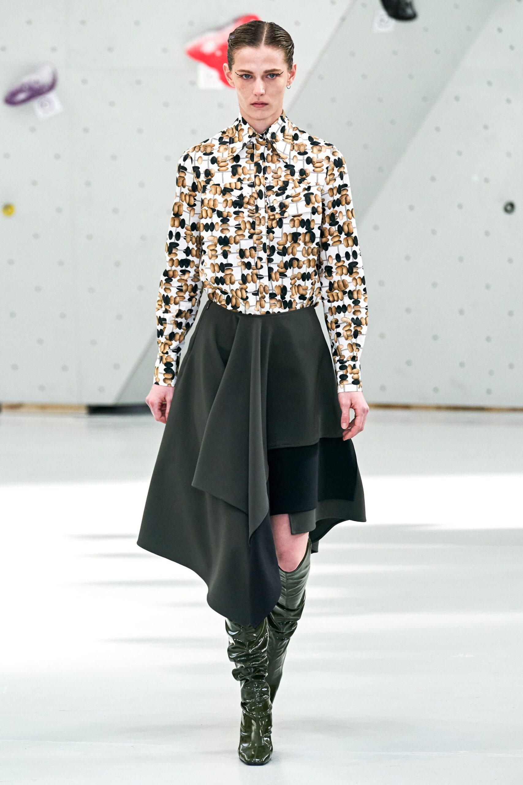 printed shirt asymmetric skirt