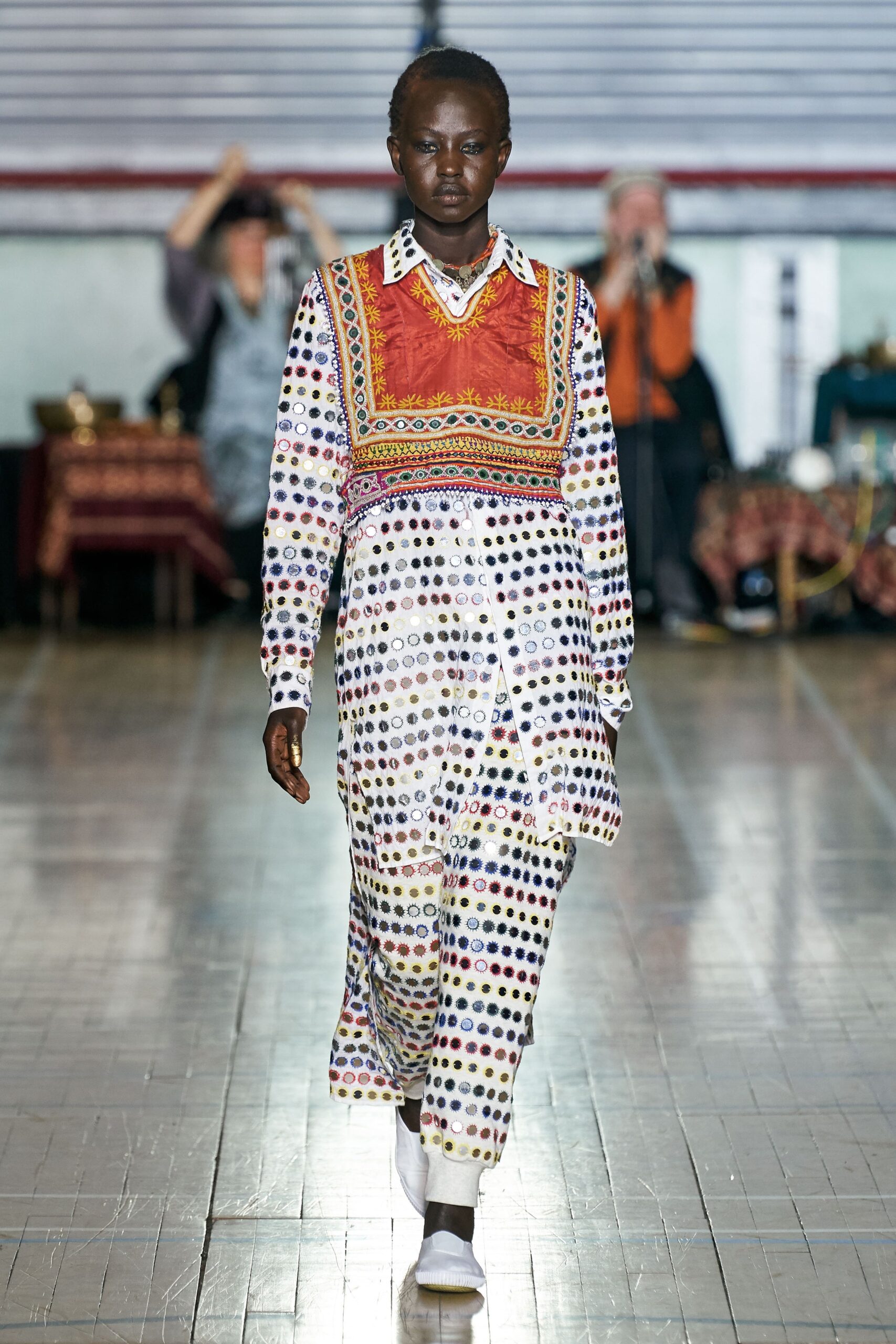 printed white shirt-dress