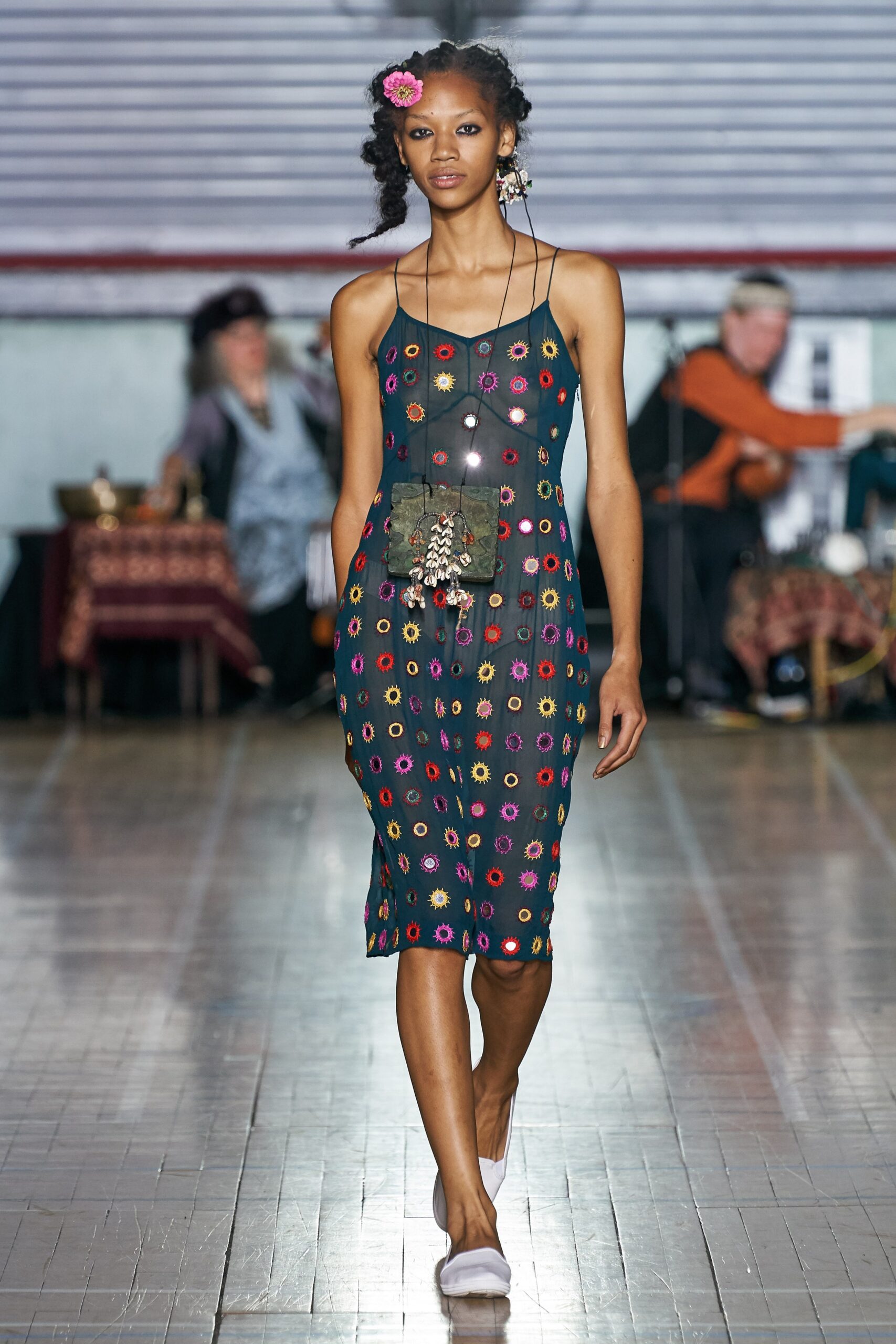 black fitted embroidered dress