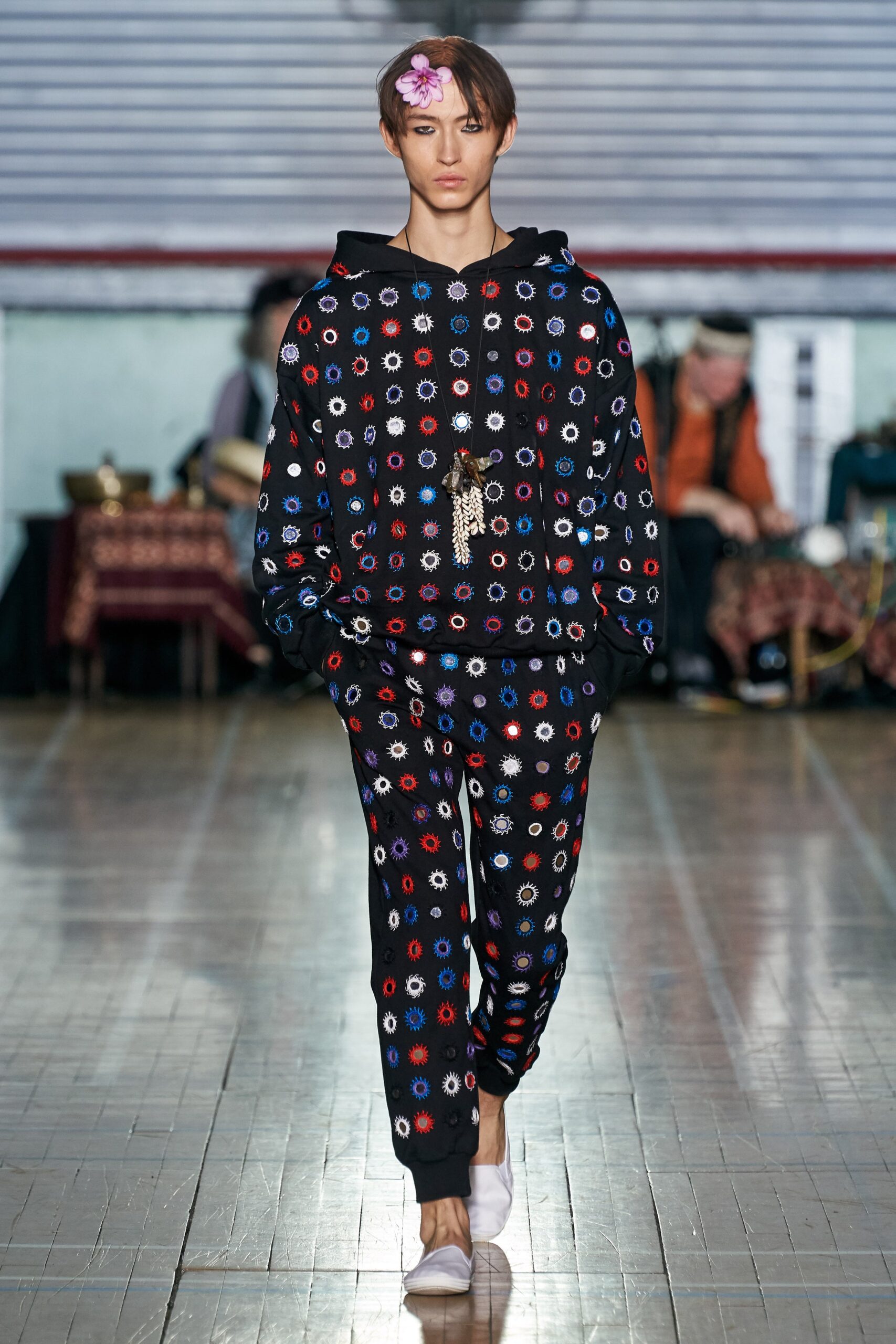 black printed hoodie and pants