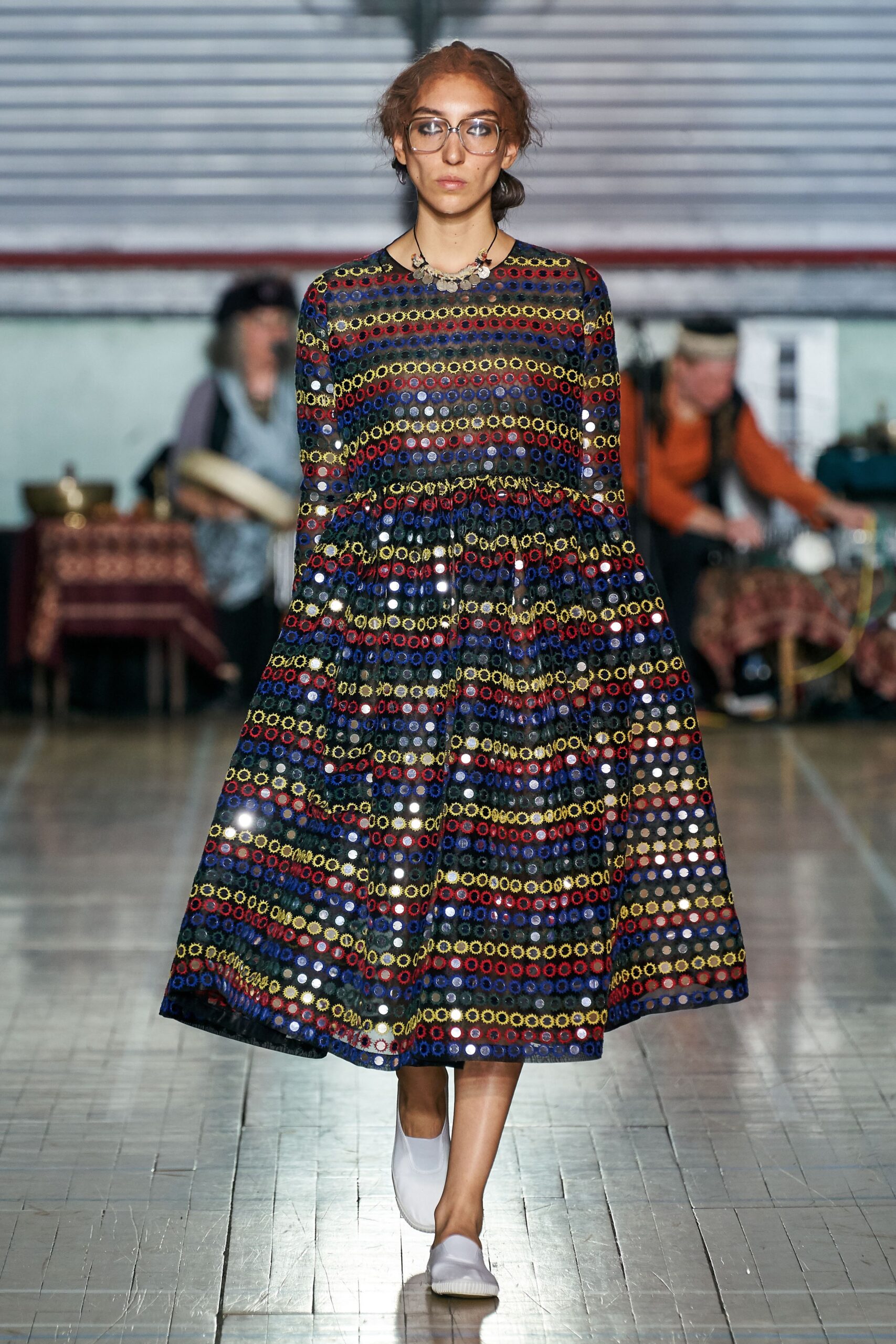 multi-colored relaxed midi dress