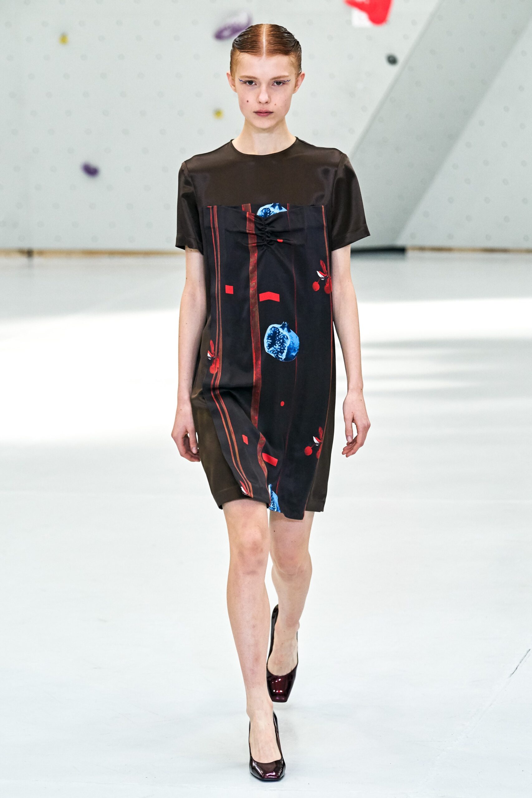 black silk printed dress