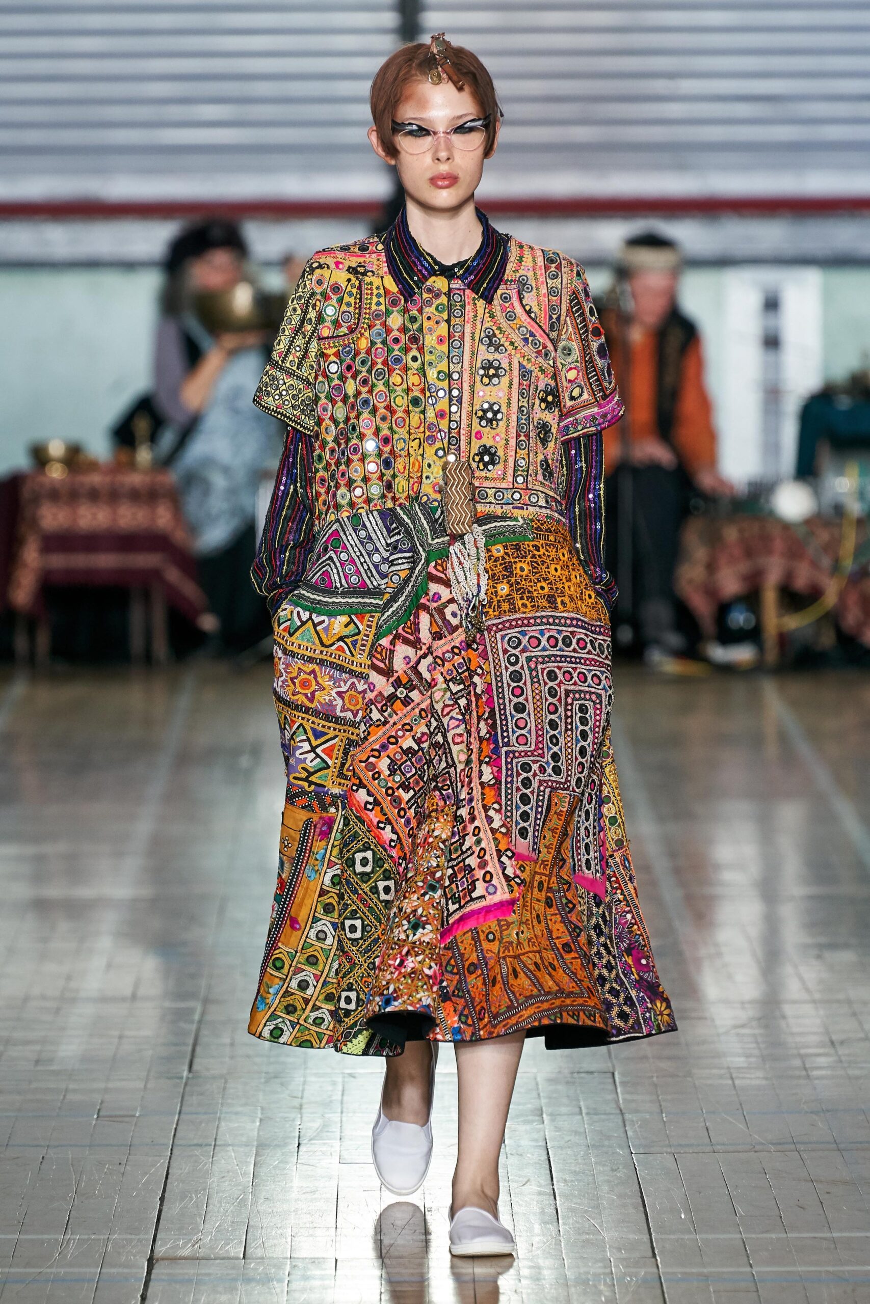 multi-colored relaxed midi dress