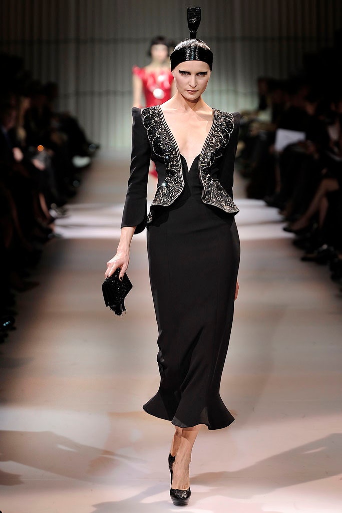 black silk long-sleeve collared structured embroidered jacket