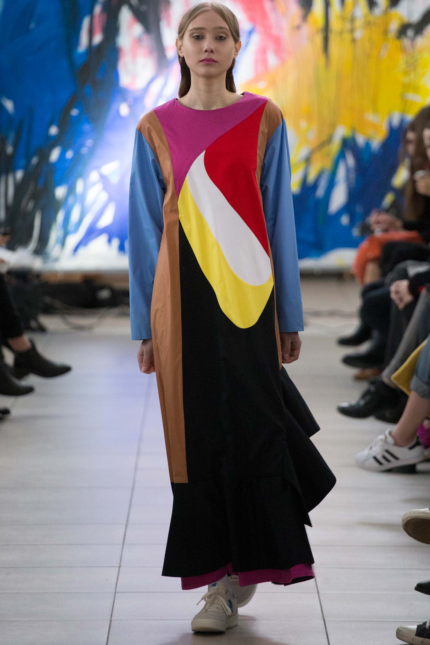 color-blocked maxi dress