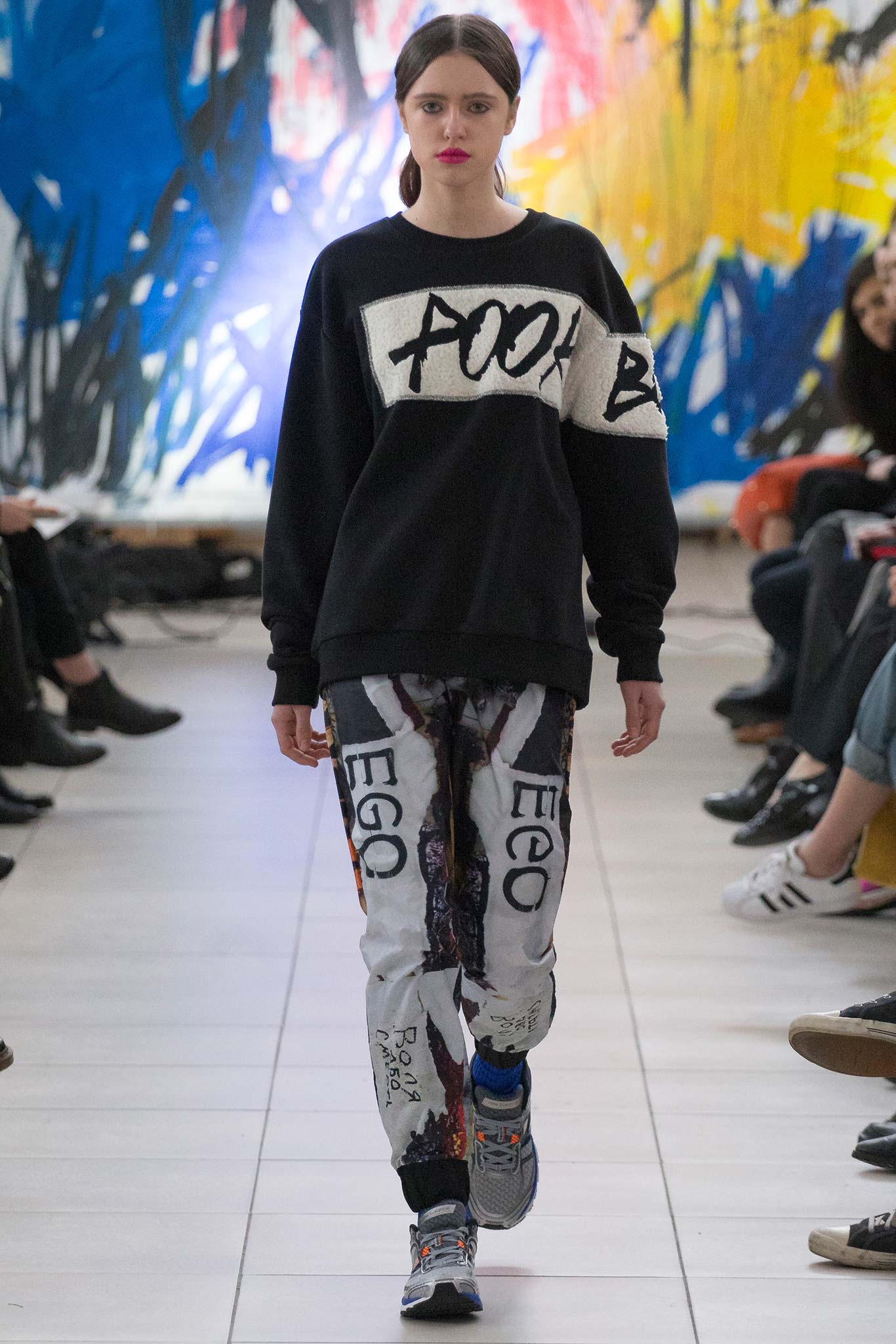 black and white printed sweater and pants