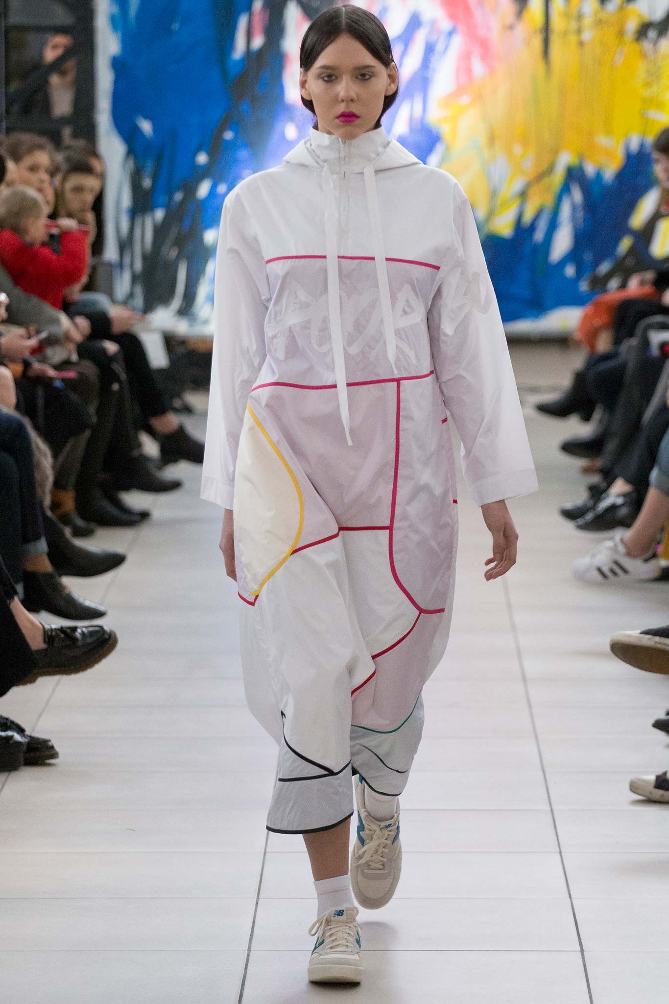 white color-blocked midi dress