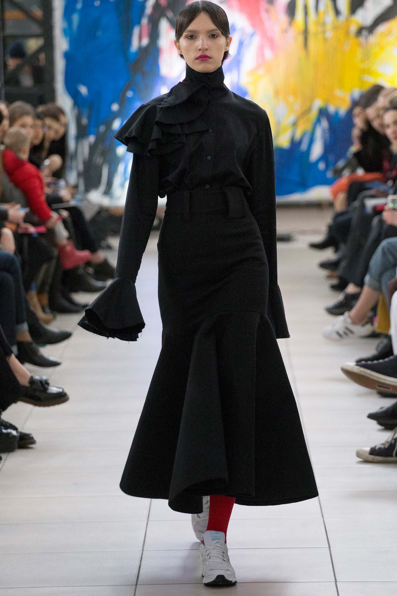 black fitted blouse and skirt