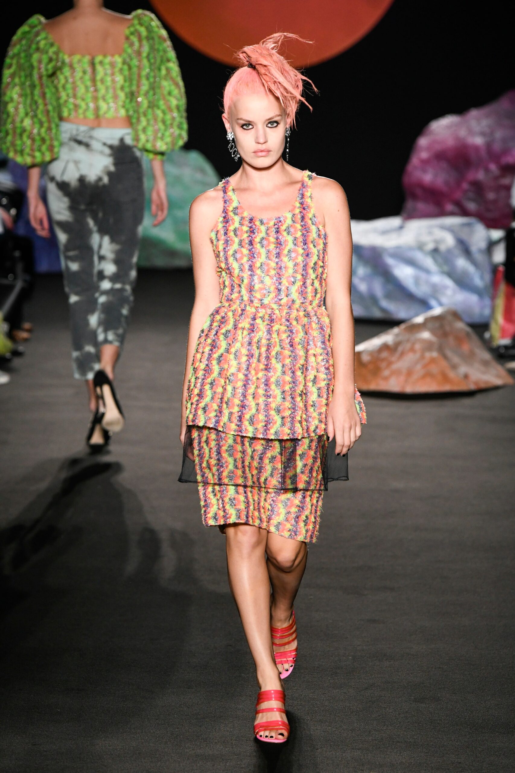 multi-colored pleated mini dress