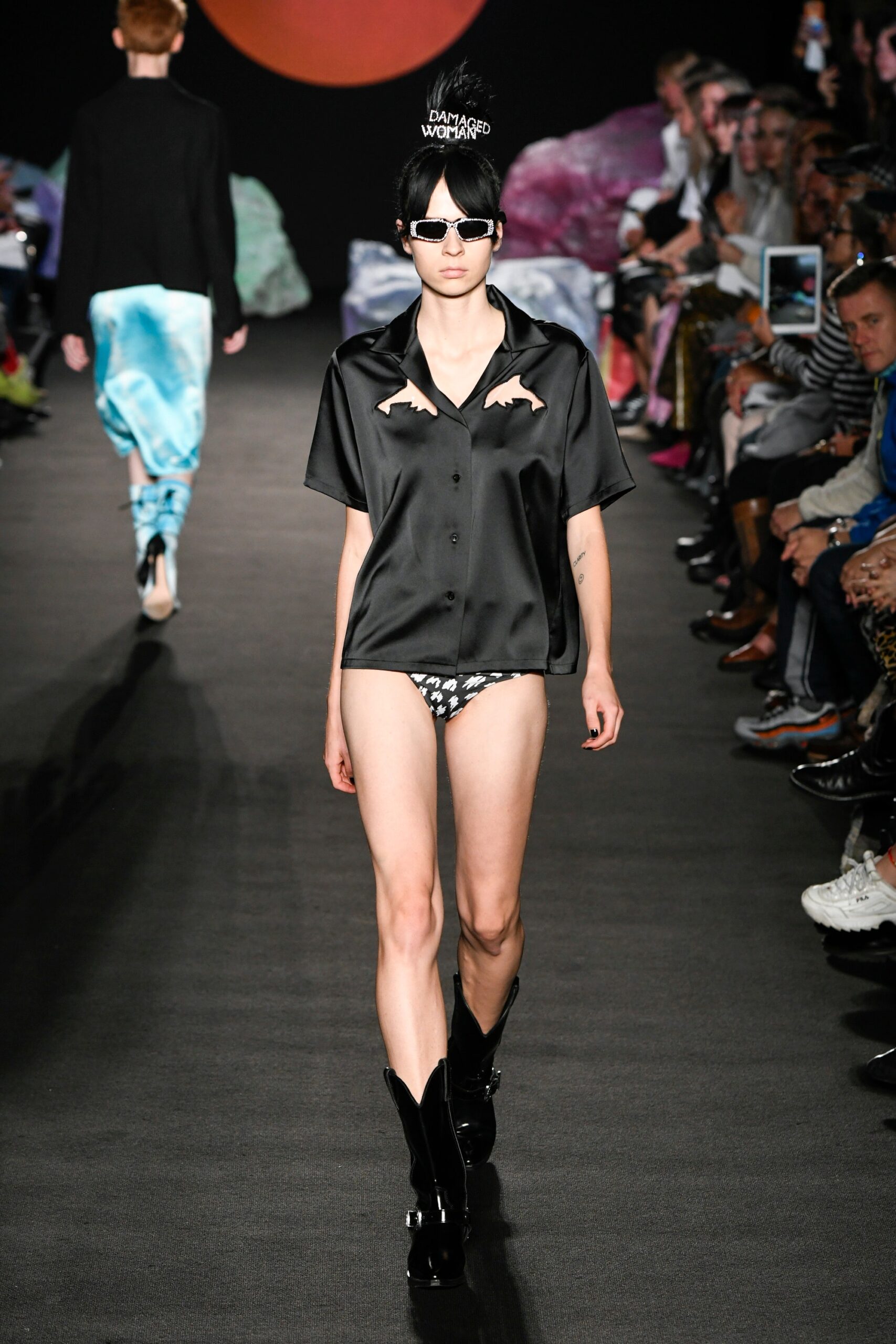 black silk shirt and bikini