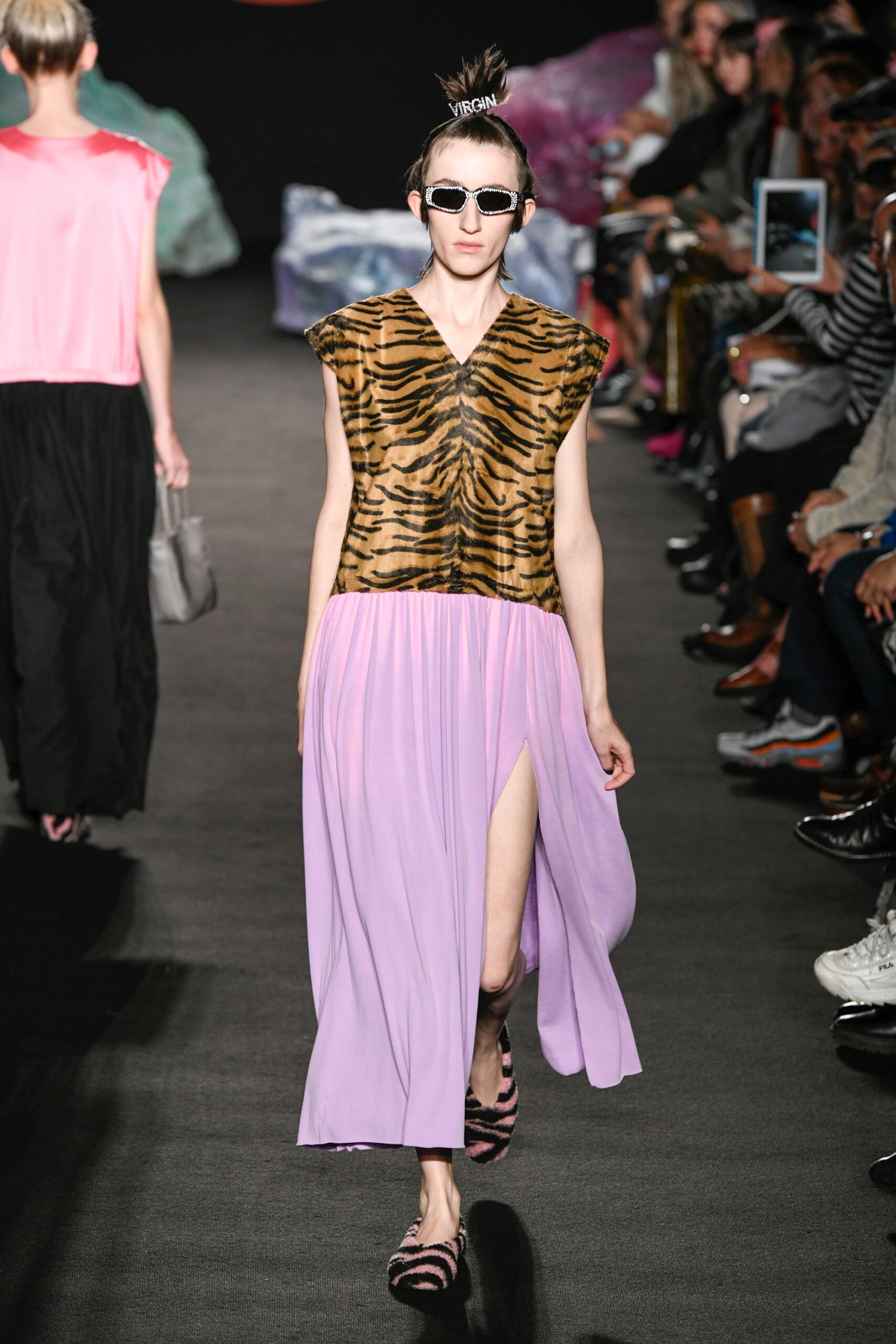 brown and purple tiered dress