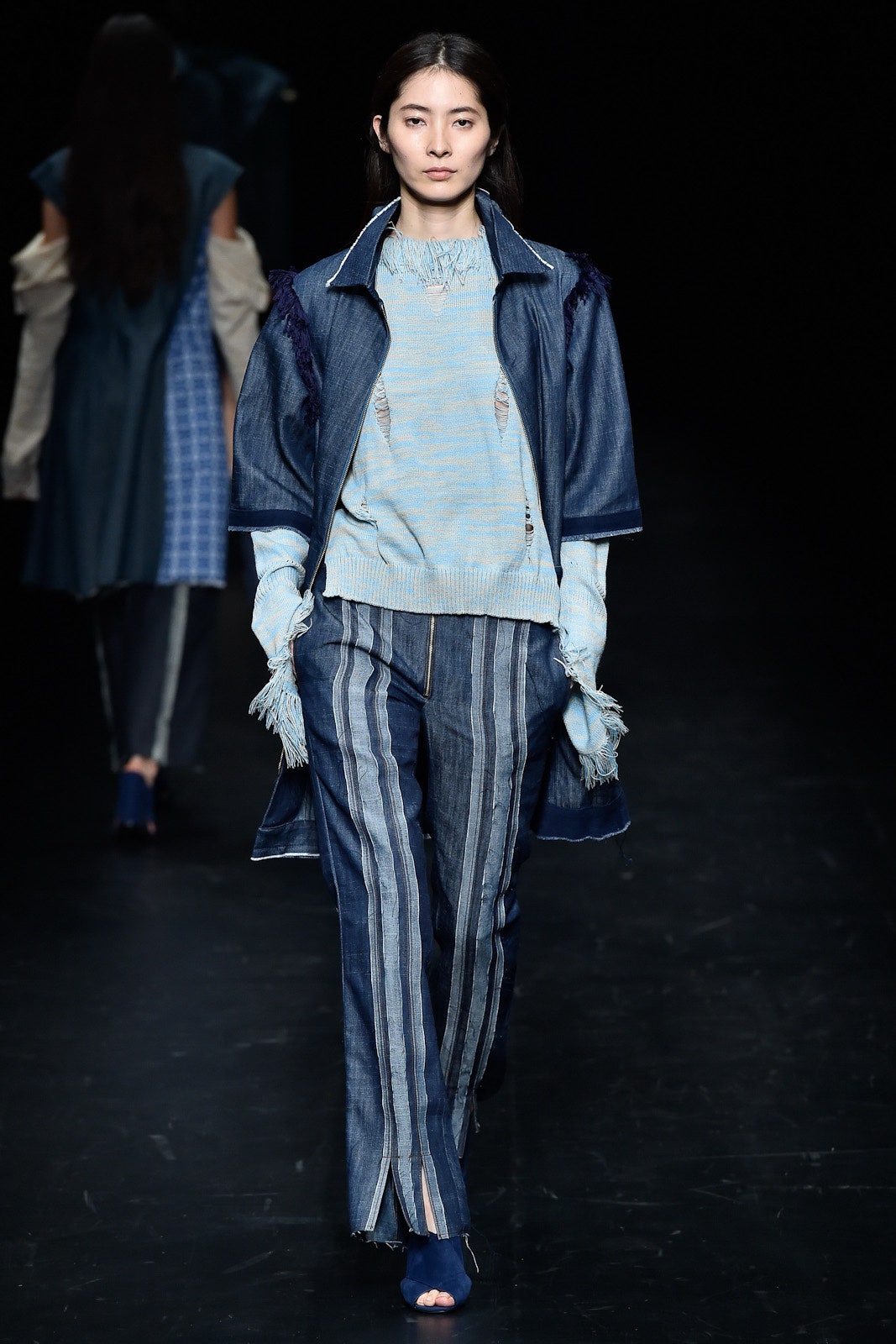 blue denim jacket and pants