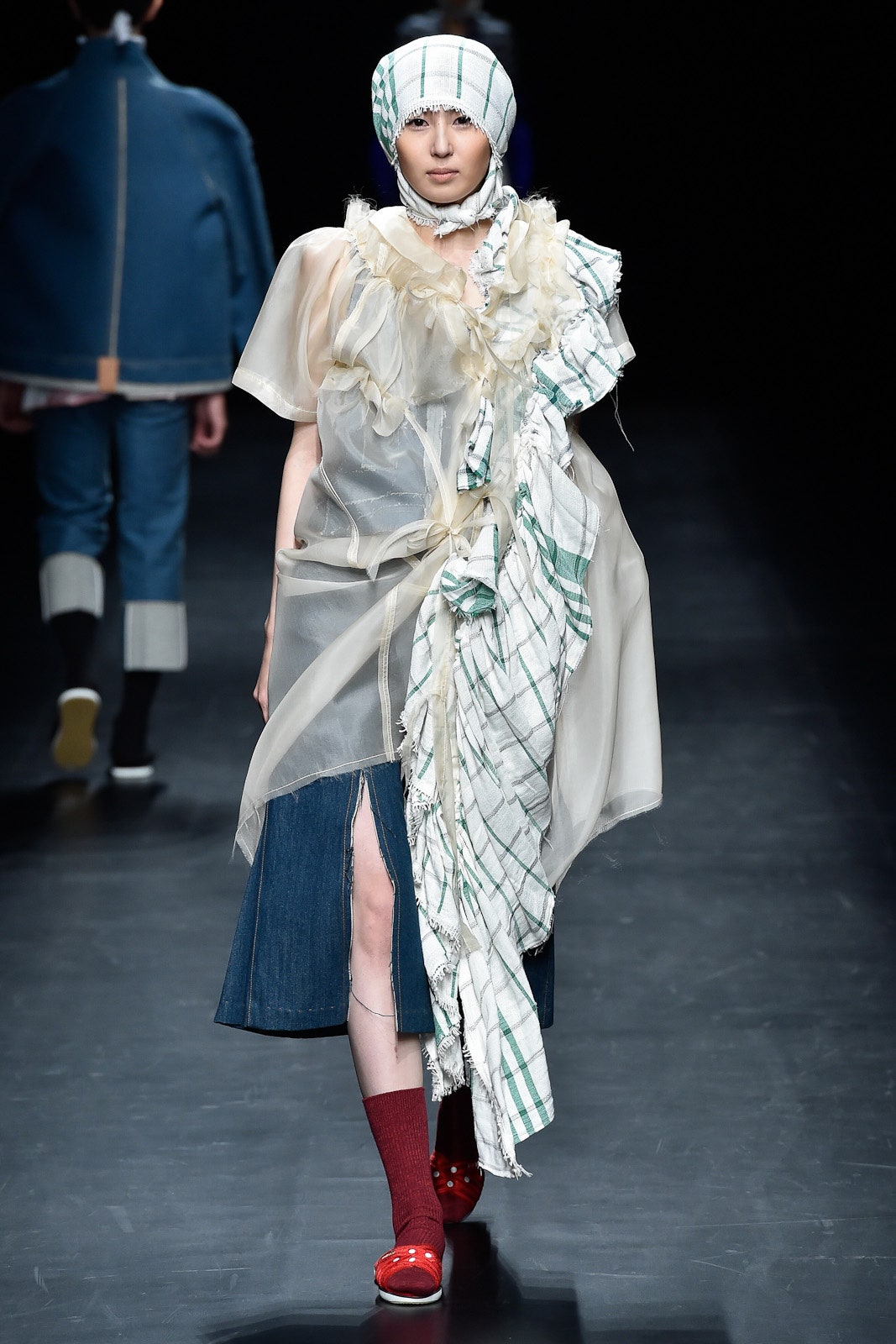 relaxed white and green midi dress