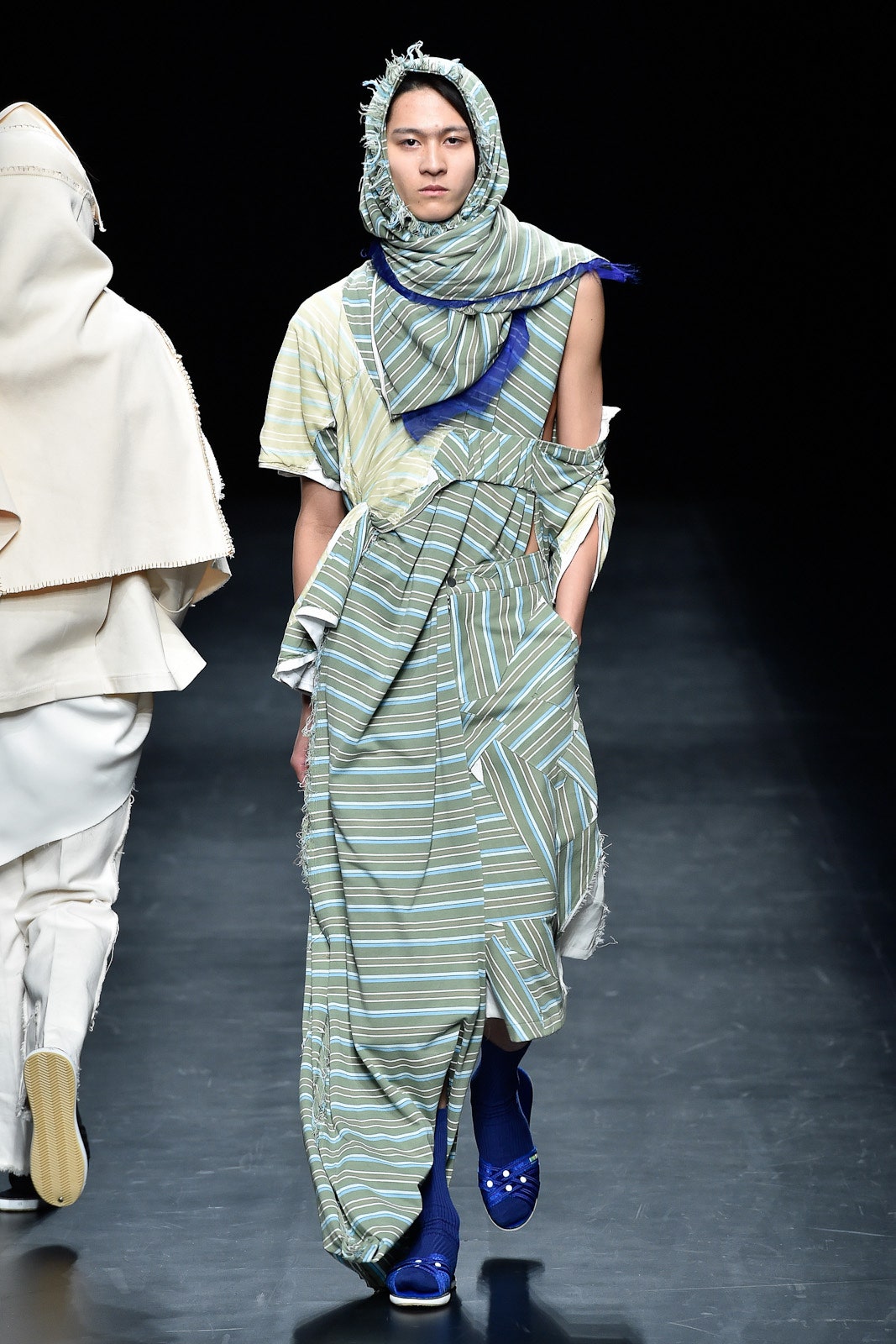 relaxed blue and green striped dress