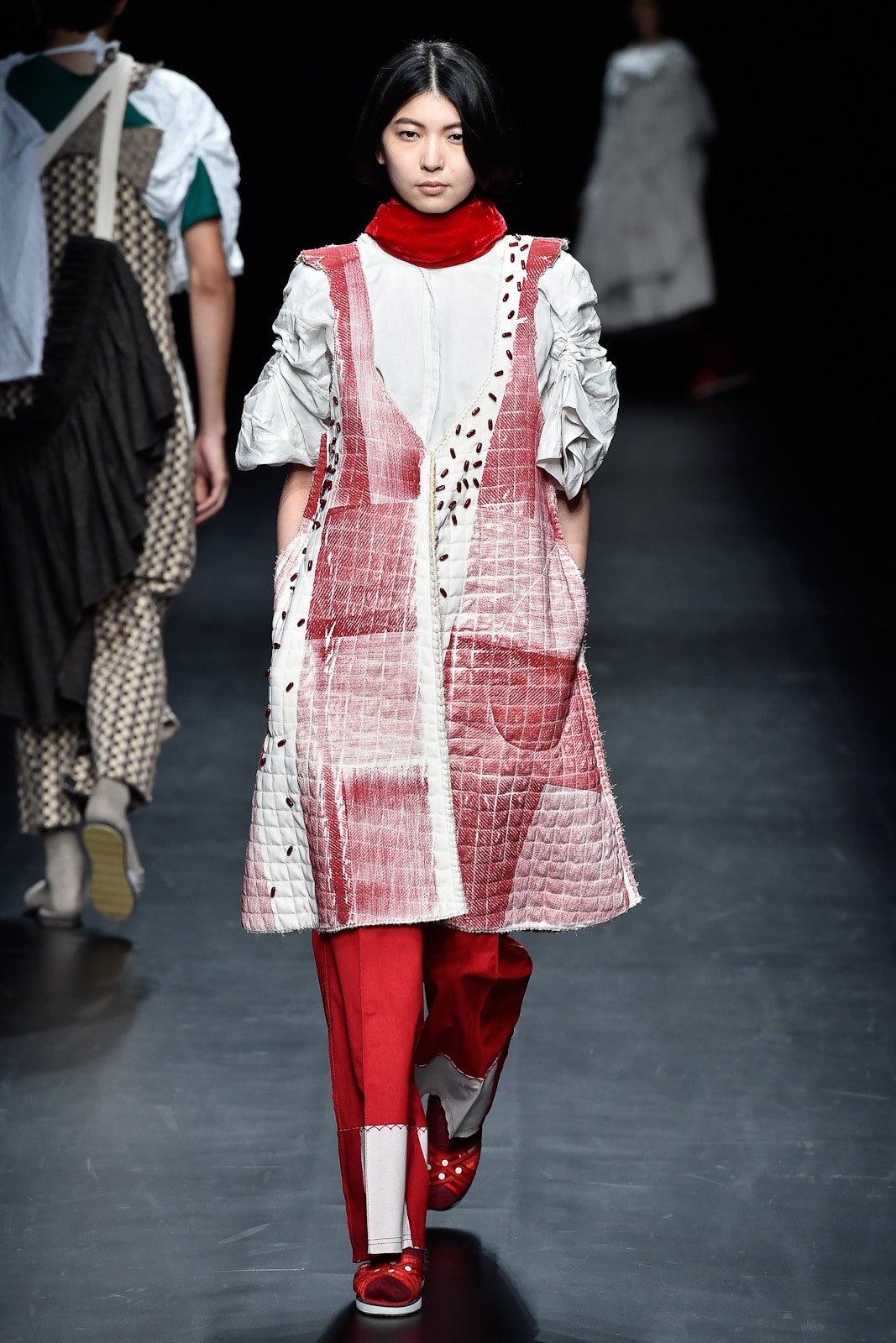 red and white layered dress