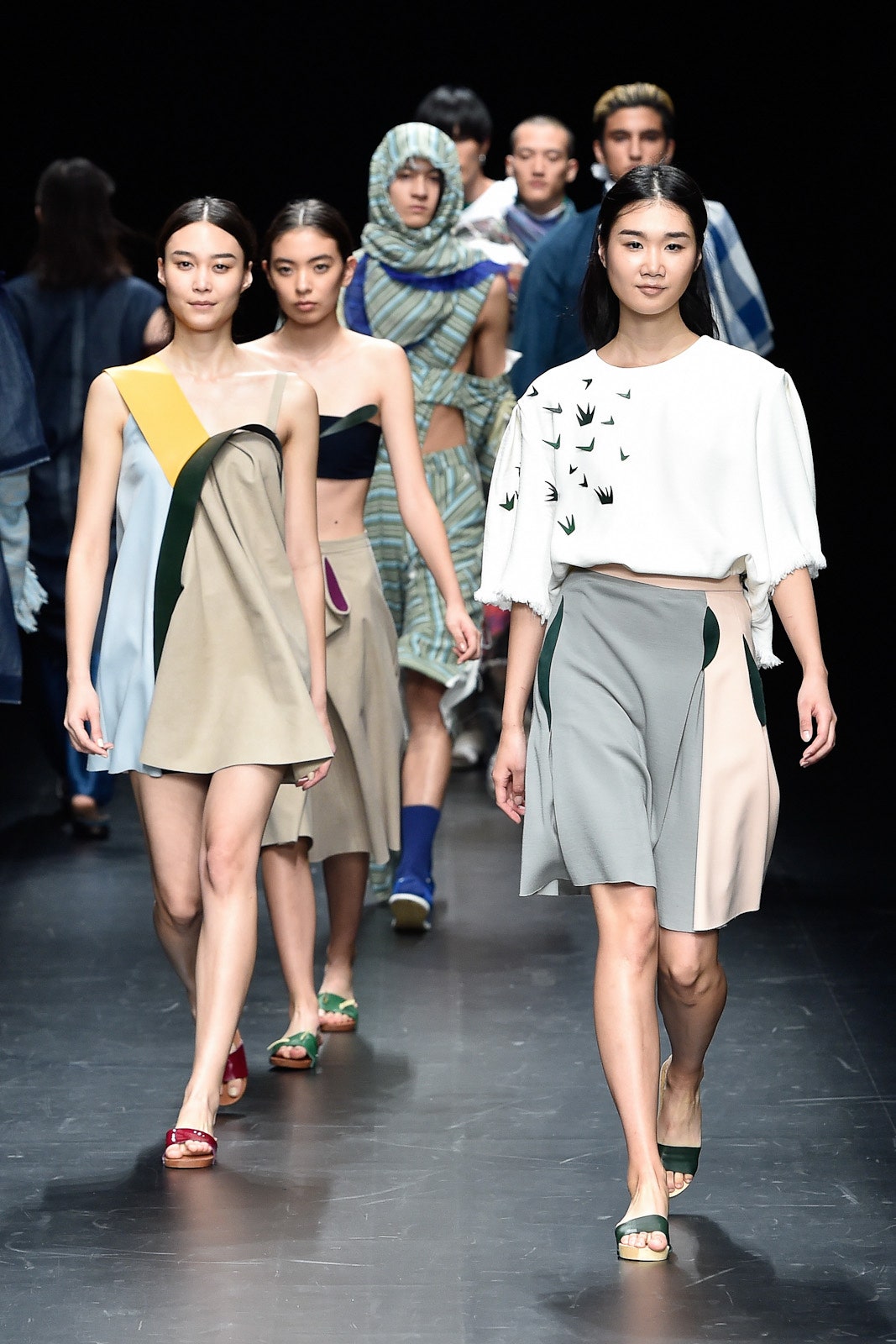 color-blocked mini dresses