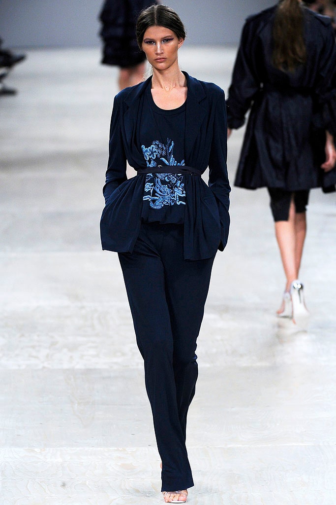 navy tailored blazer with embroidered top