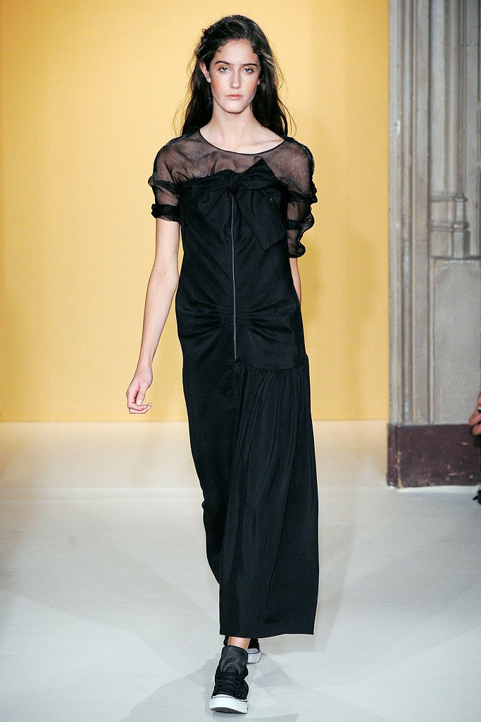 black silk draped maxi dress