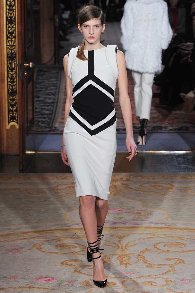 black and white fitted dress